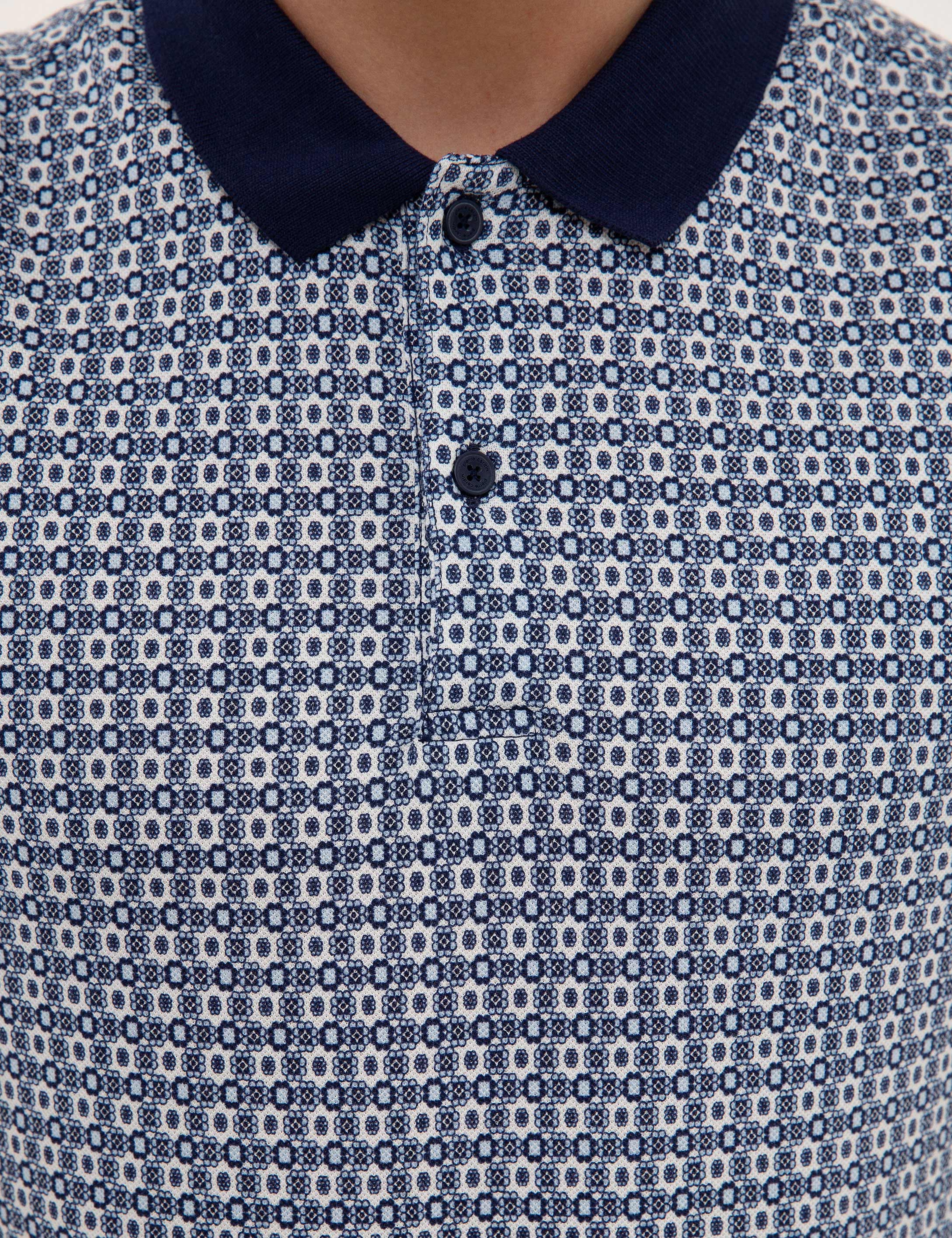 Lacivert Slim Fit Baskılı Polo Yaka Tişört