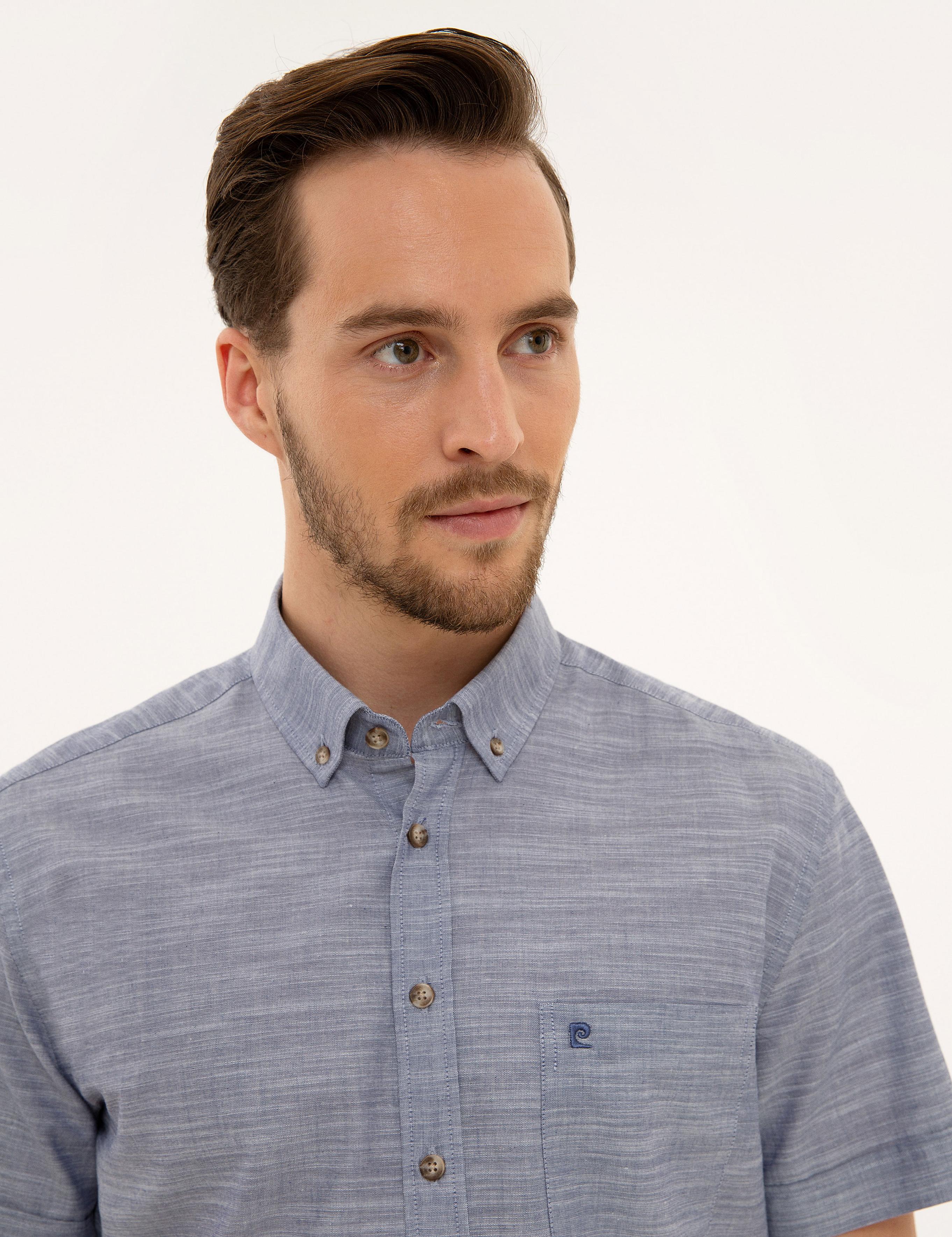 Lacivert Regular Fit Kısa Kollu Gömlek