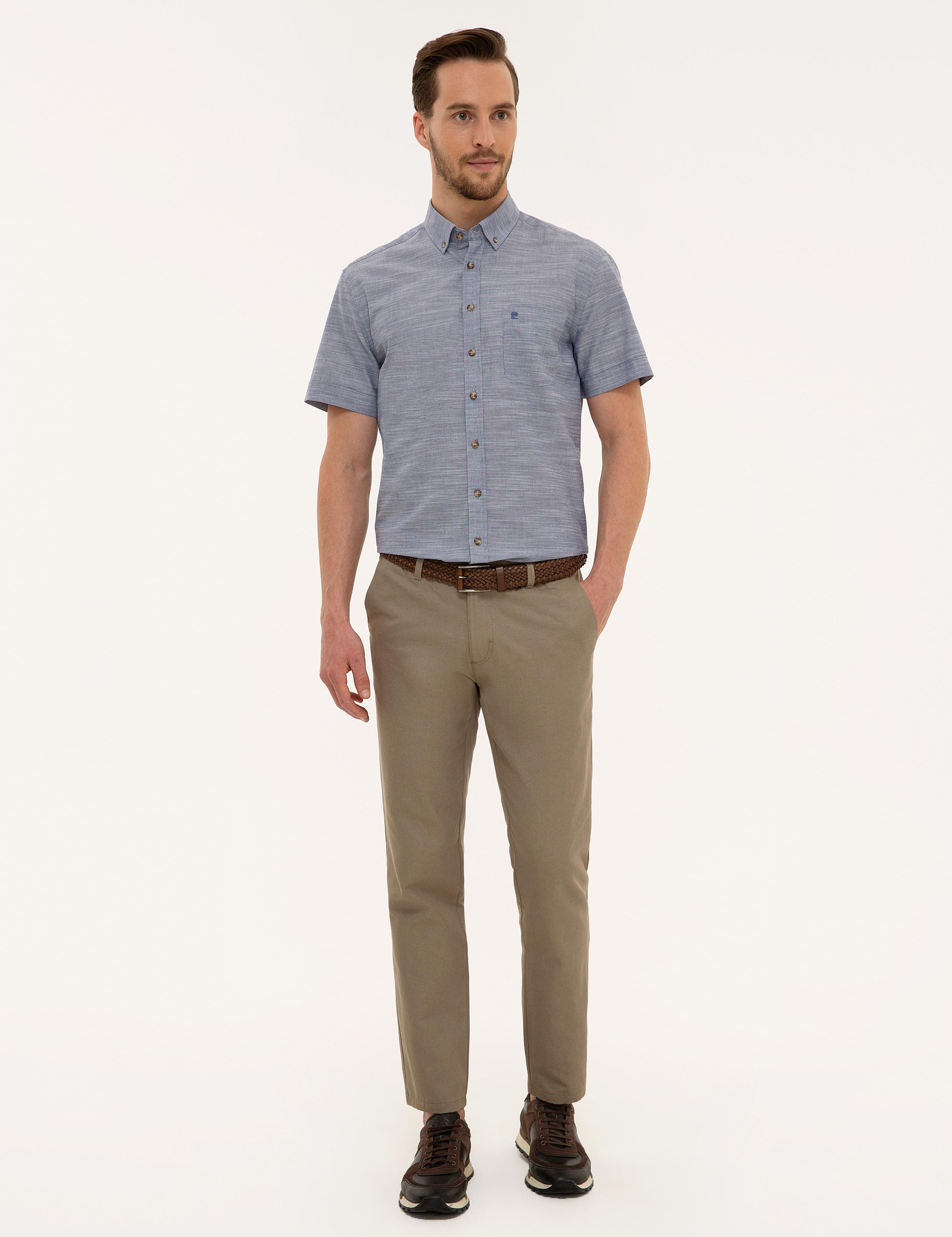 Lacivert Regular Fit Kısa Kollu Gömlek