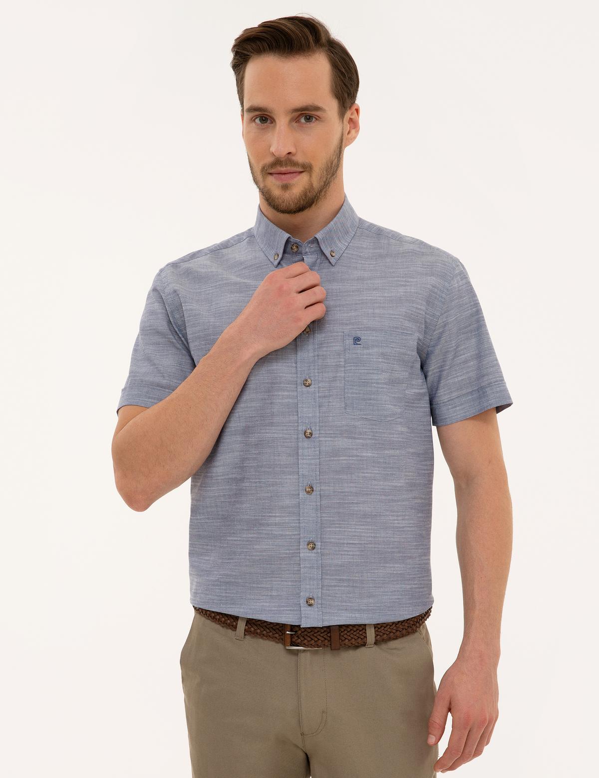 Lacivert Regular Fit Kısa Kollu Gömlek