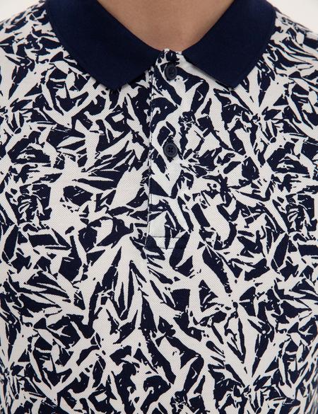 Lacivert Slim Fit Baskılı Polo Yaka Tişört - 50224459007