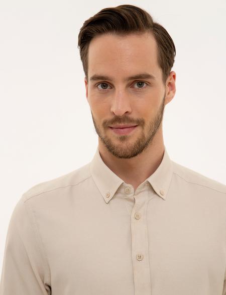 Bej Slim Fit Oxford Gömlek - 50227391001