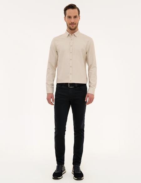 Bej Slim Fit Oxford Gömlek - 50227391001