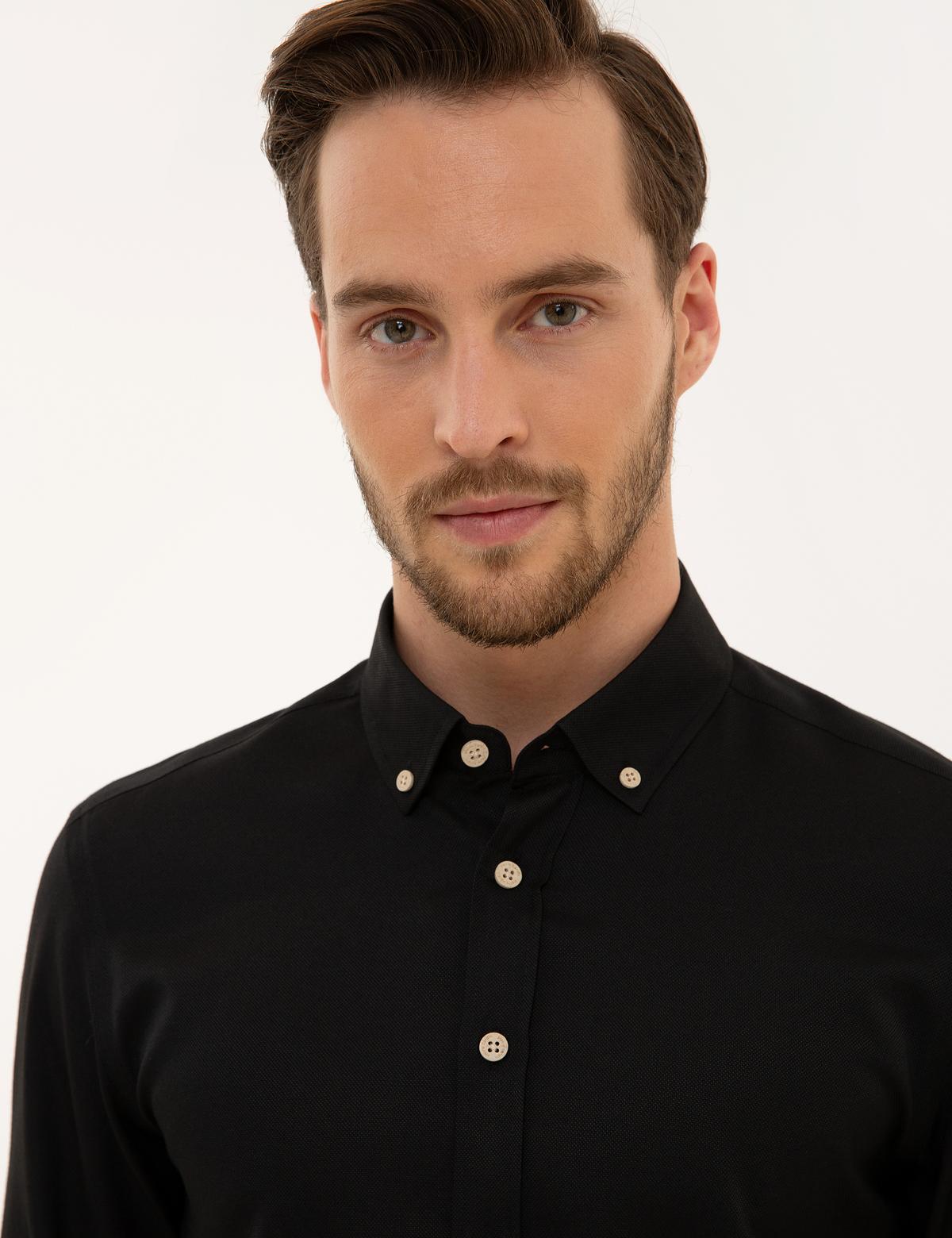 Siyah Slim Fit Oxford Gömlek - 50227391040