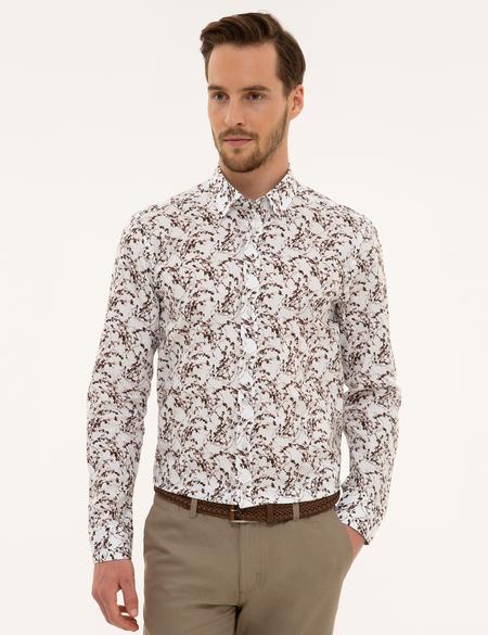 Kahverengi Slim Fit Uzun Kollu Gömlek - 50221363007