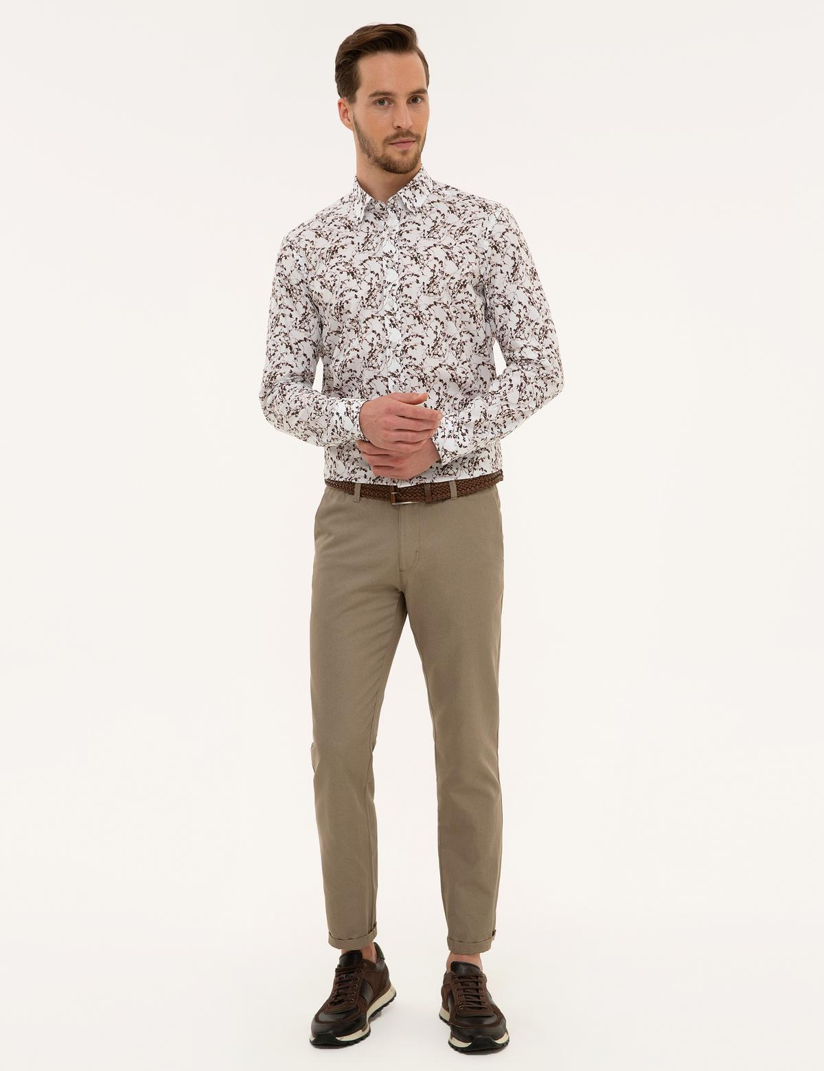 Kahverengi Slim Fit Uzun Kollu Gömlek - 50221363007