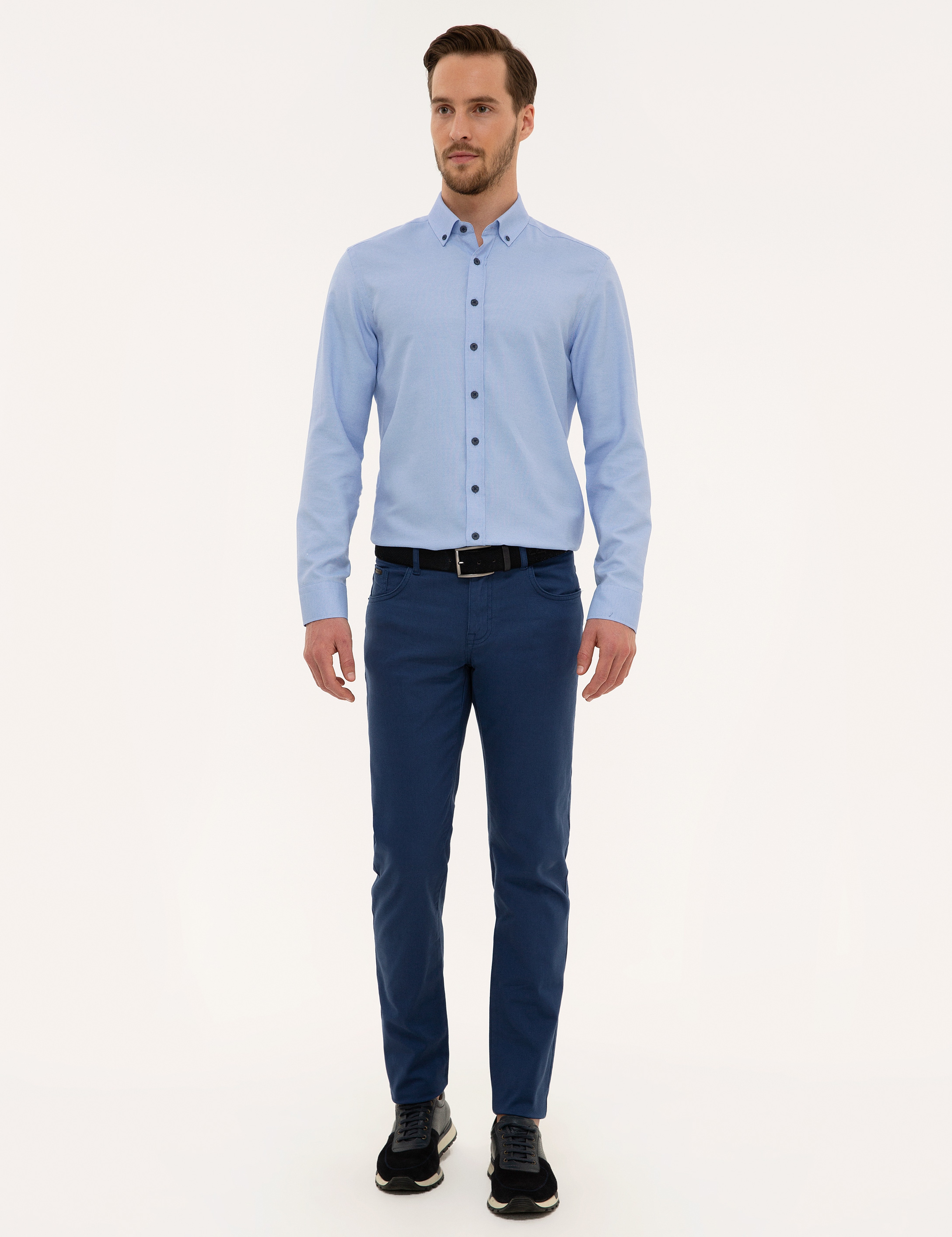 İndigo Slim Fit Kanvas Pantolon