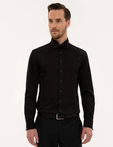 Siyah Slim Fit Smokin Gömlek