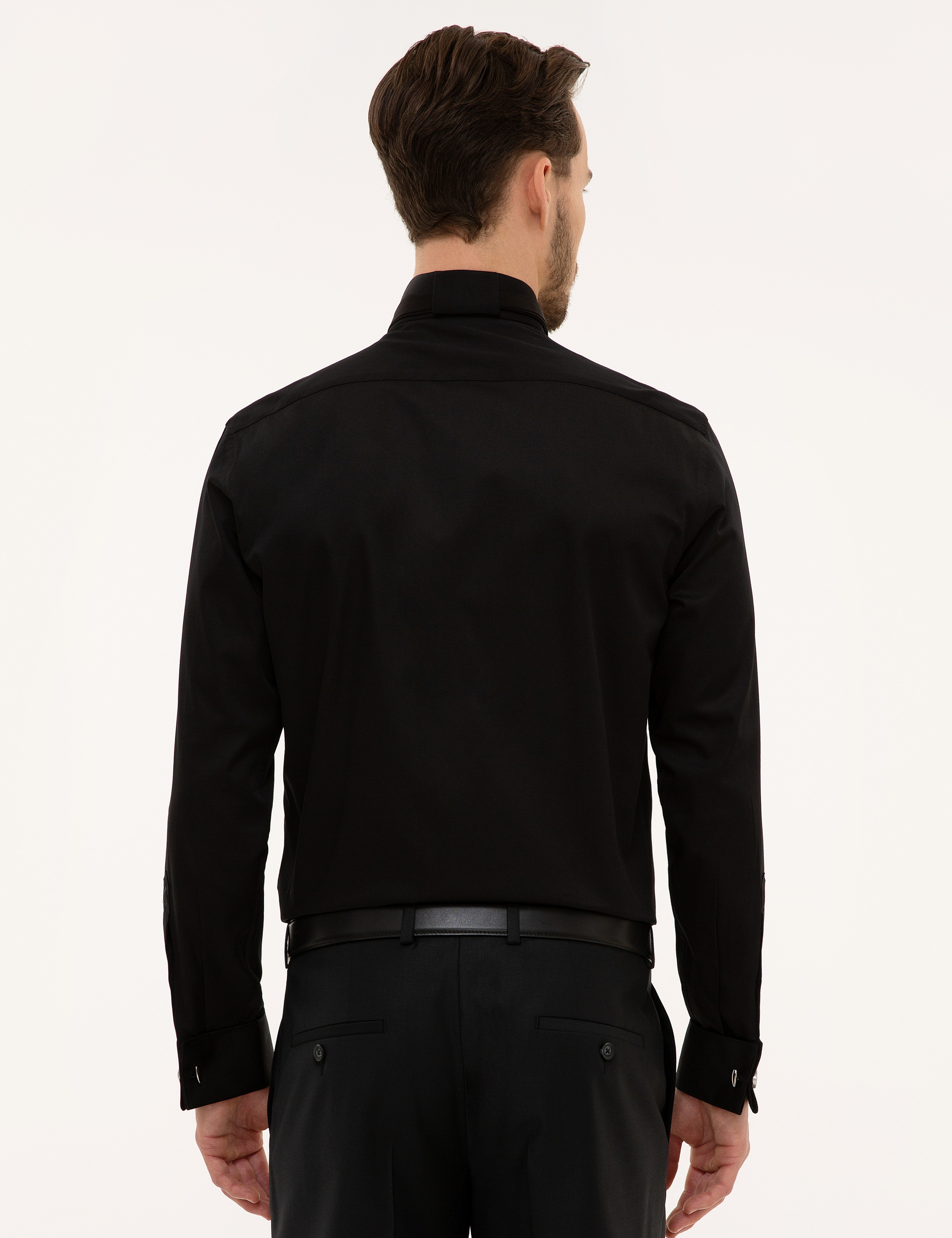 Siyah Slim Fit Smokin Gömlek