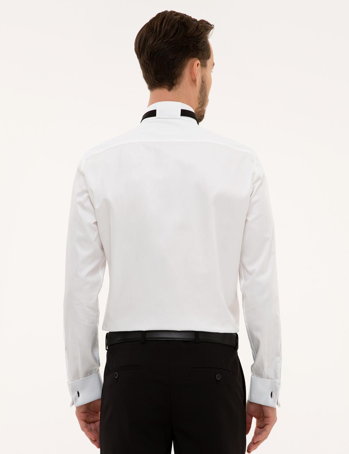 Beyaz Slim Fit Smokin Gömlek - 50222994009