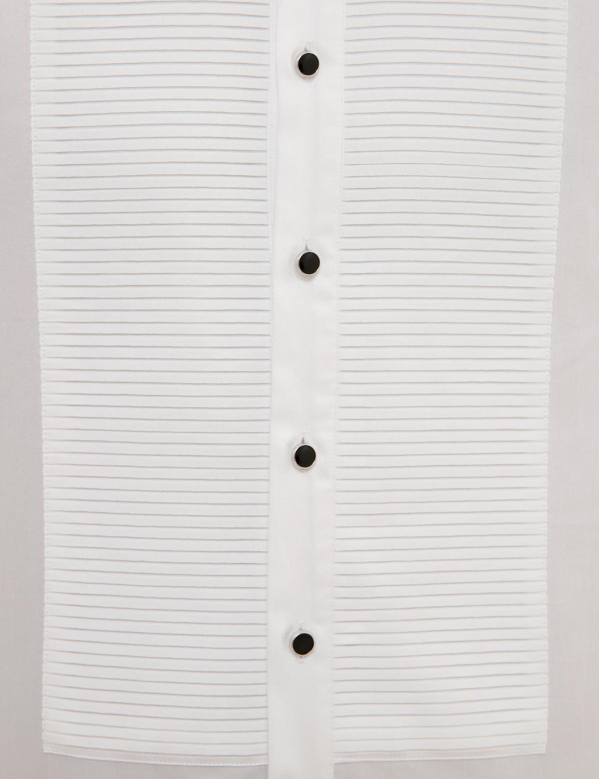 Beyaz Slim Fit Smokin Gömlek - 50222994009