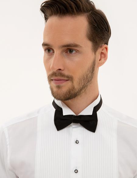 Beyaz Slim Fit Smokin Gömlek - 50223005012