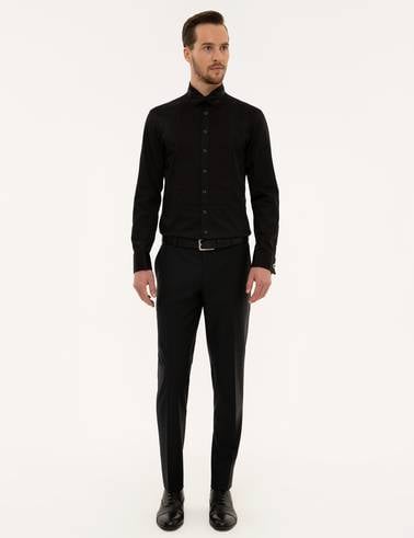Siyah Slim Fit Smokin Gömlek