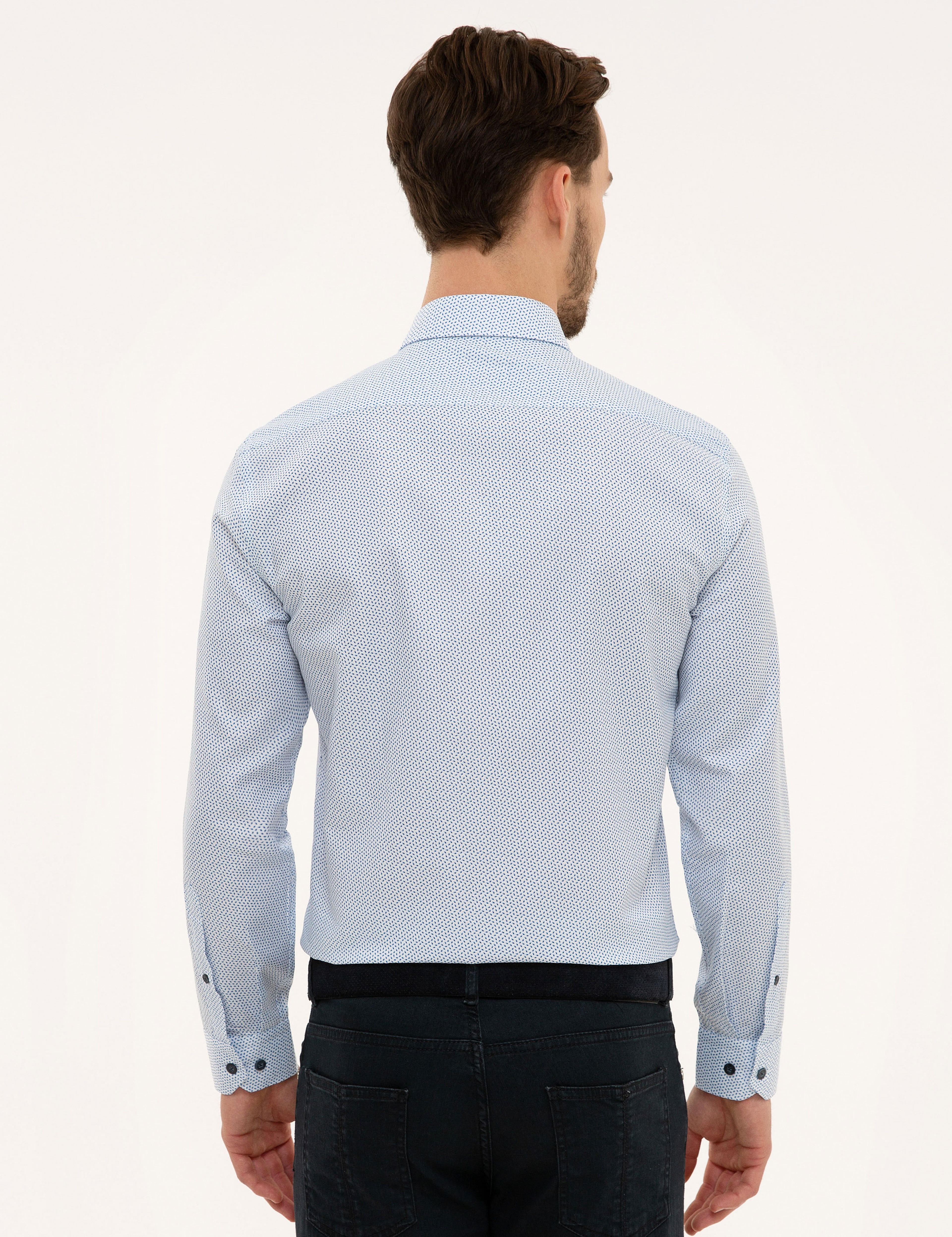 Mavi Slim Fit Uzun Kollu Gömlek - Image 3