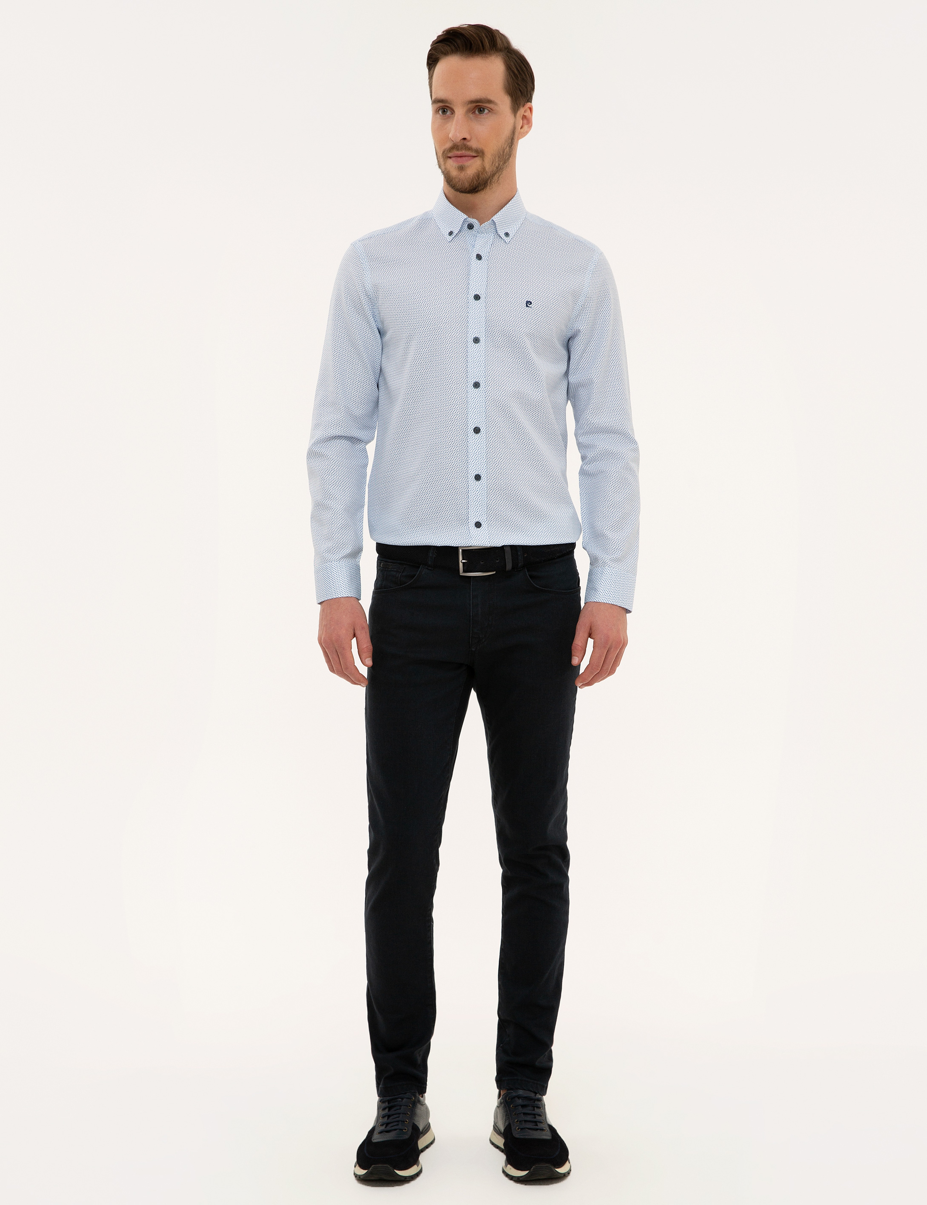 Mavi Slim Fit Uzun Kollu Gömlek - Image 4