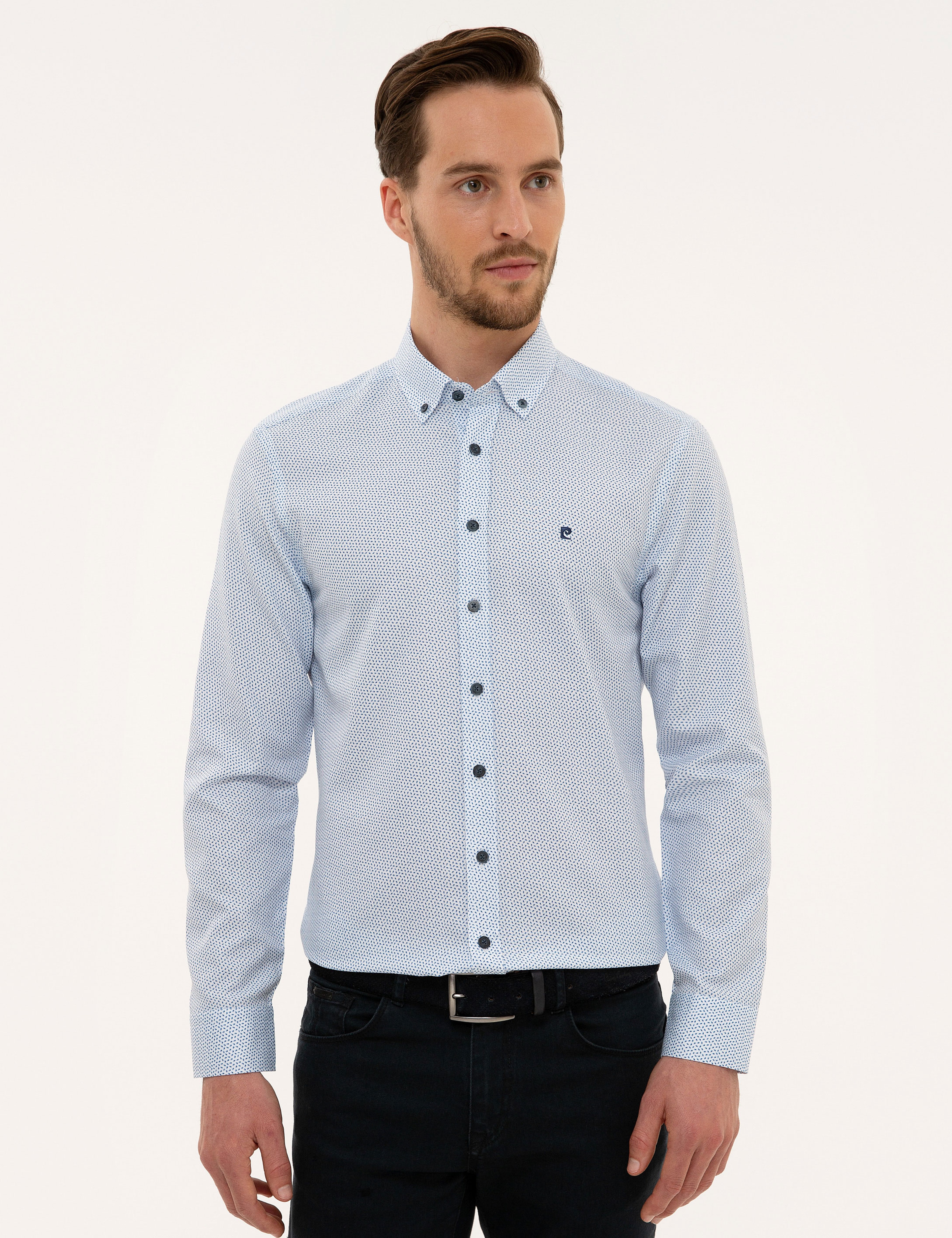 Mavi Slim Fit Uzun Kollu Gömlek - Image 2