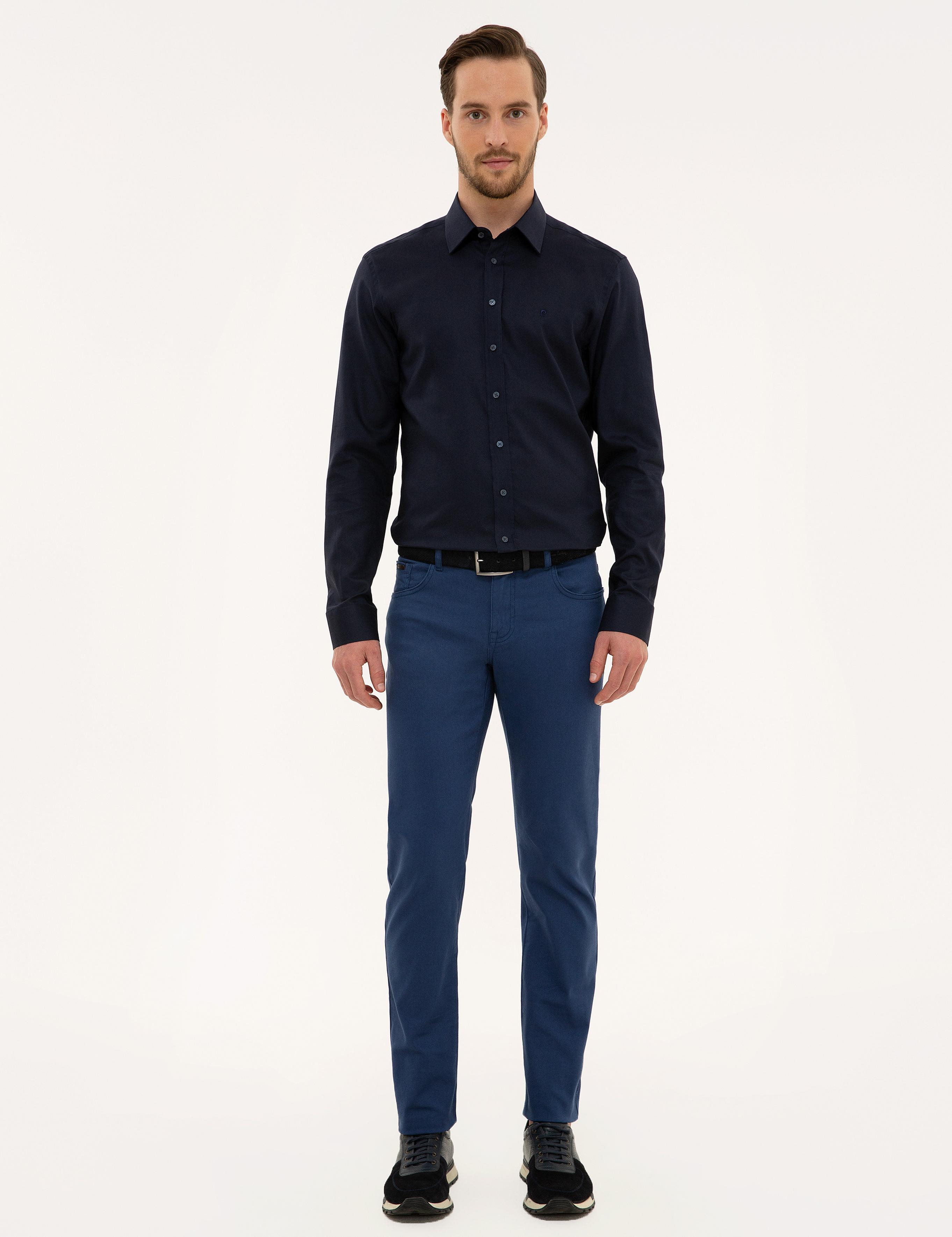 Lacivert Slim Fit Uzun Kollu Gömlek