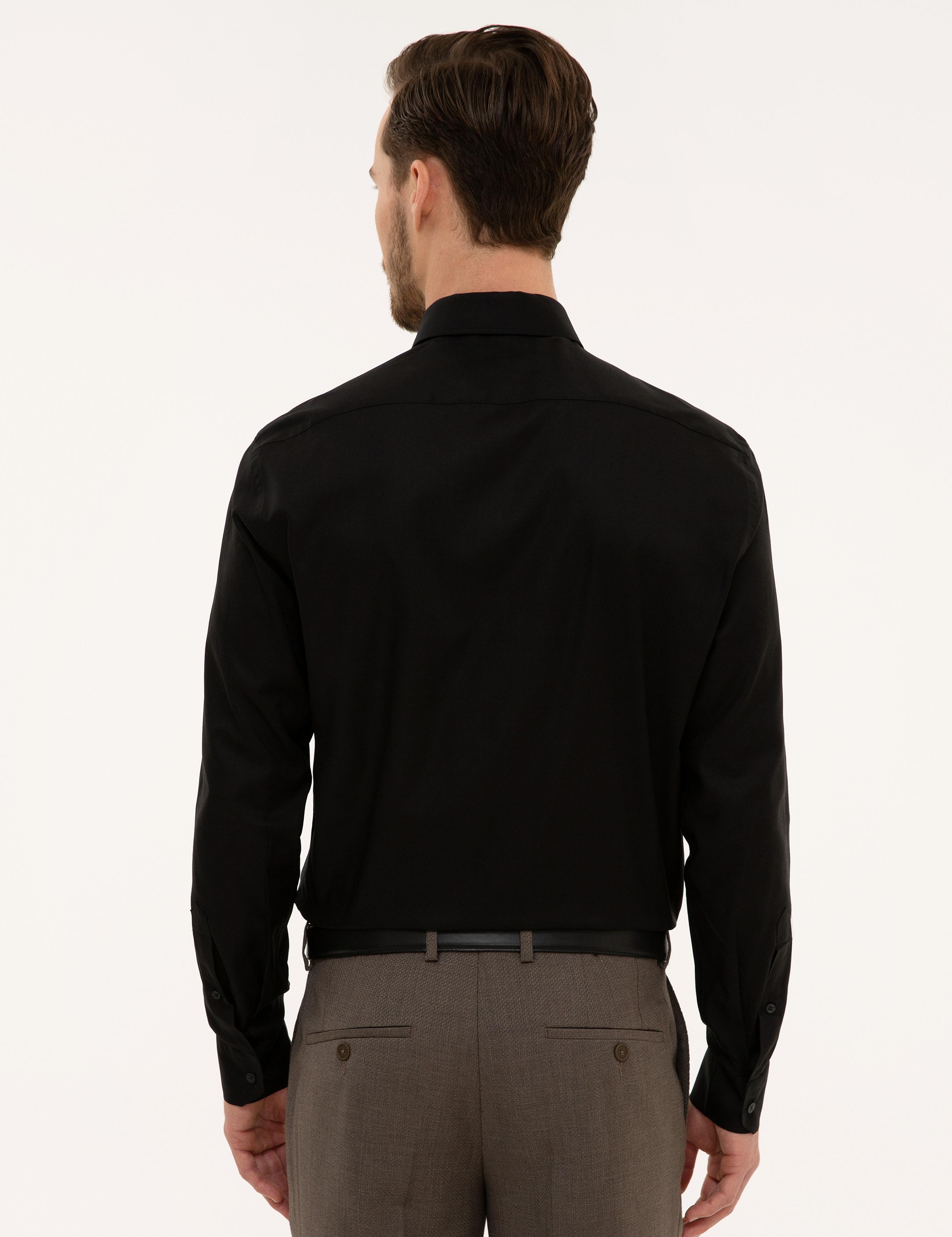 Siyah Slim Fit Uzun Kollu Gömlek