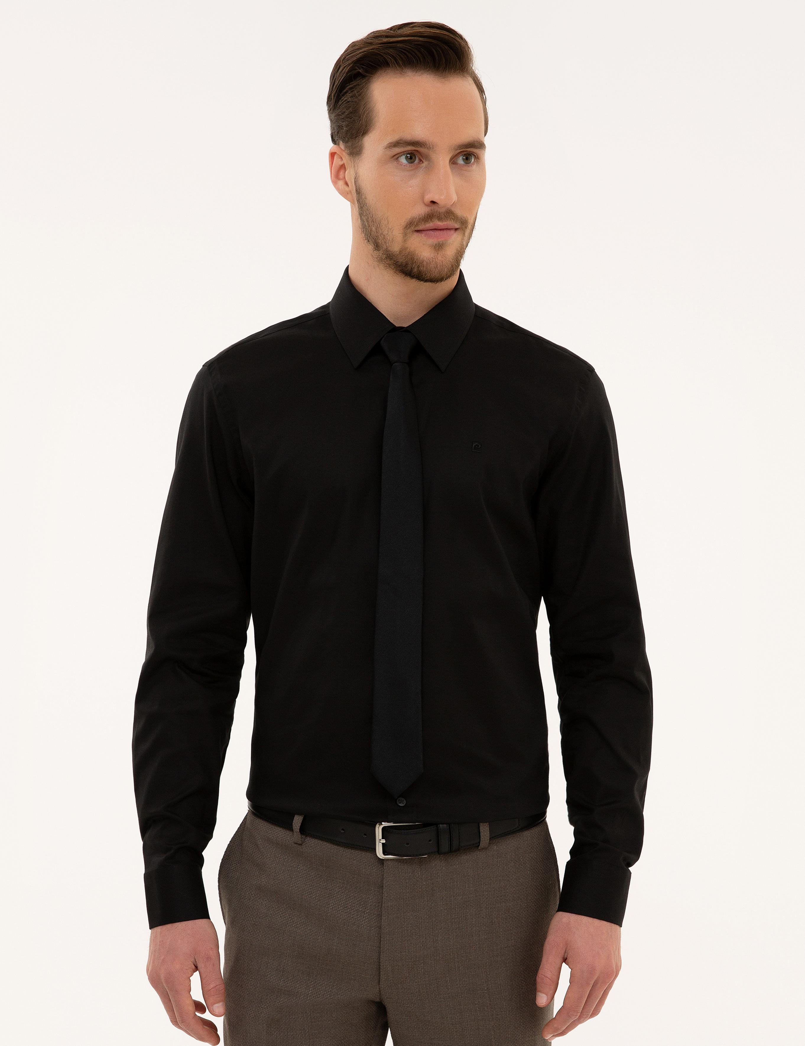 Siyah Slim Fit Uzun Kollu Gömlek