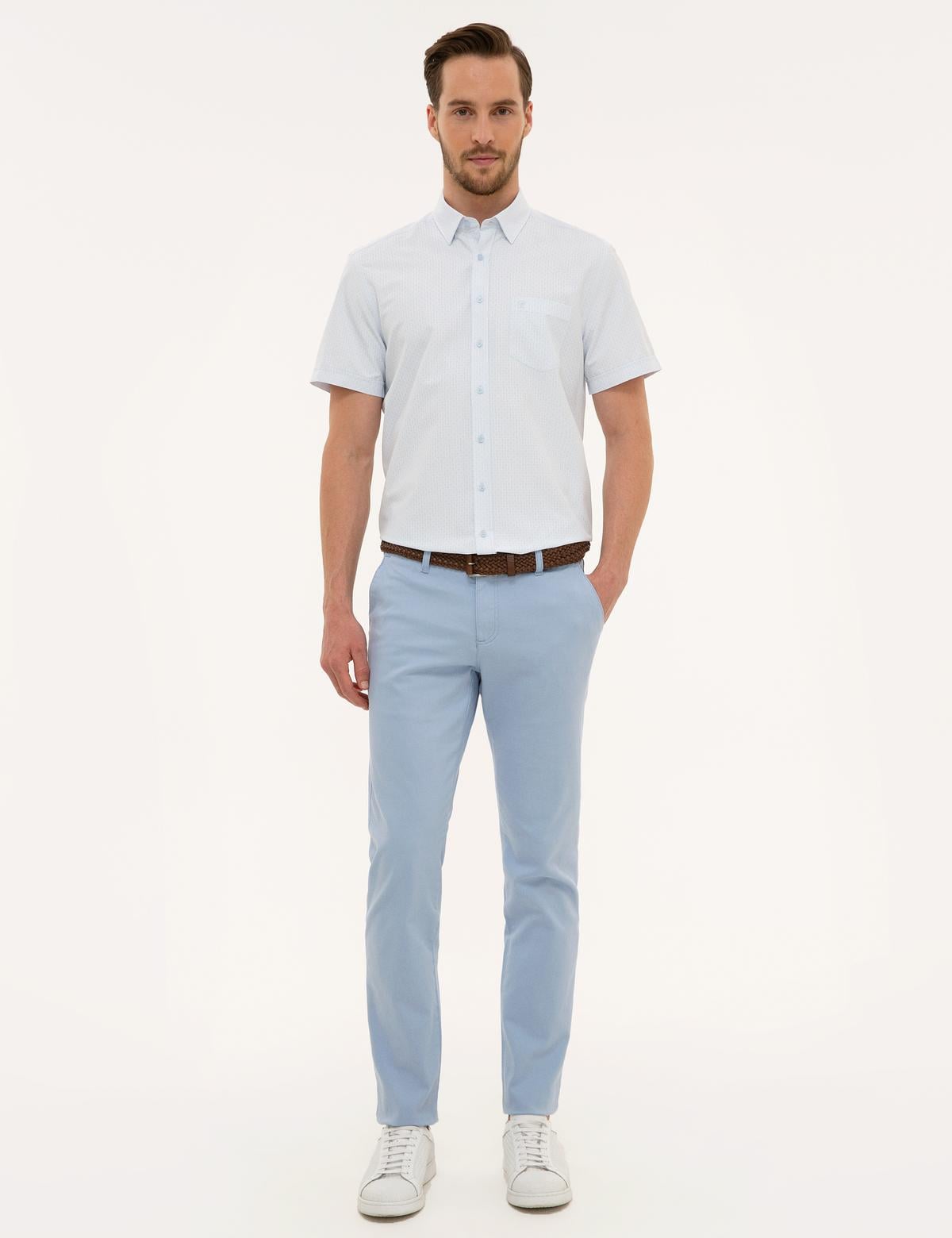 Açık Mavi Slim Fit Kanvas Pantolon