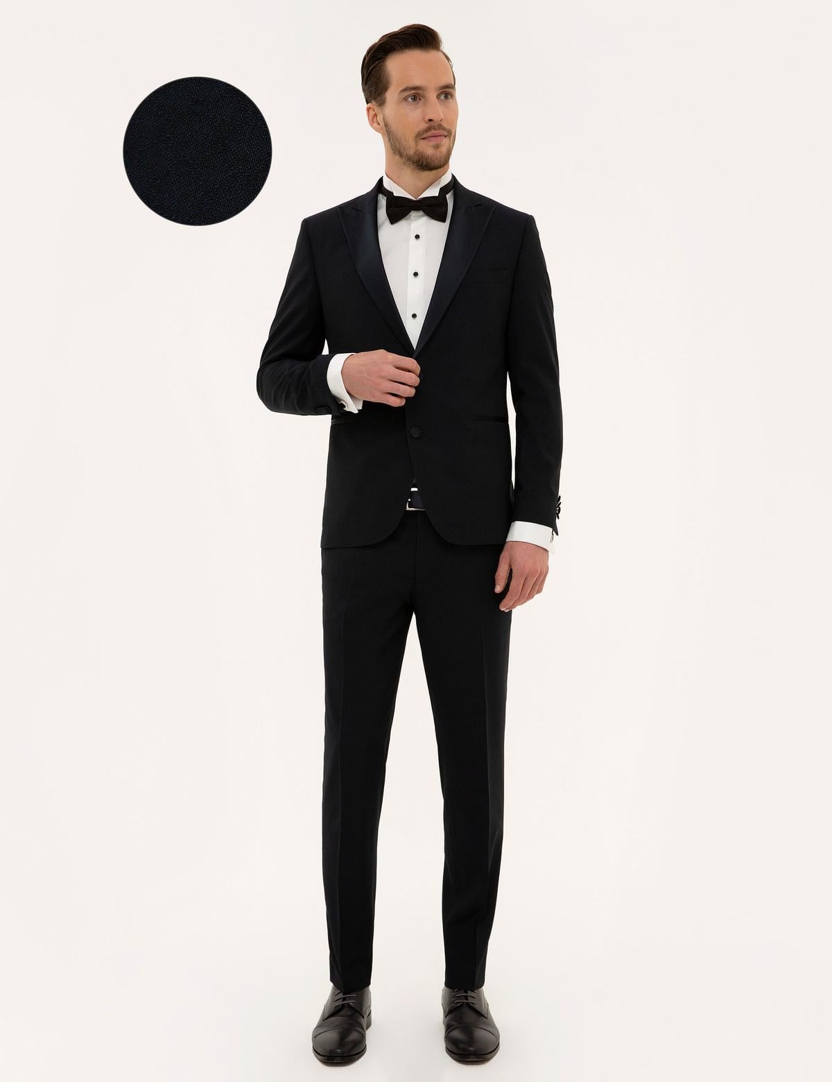 Lacivert Yelekli Ekstra Slim Fit Damatlık