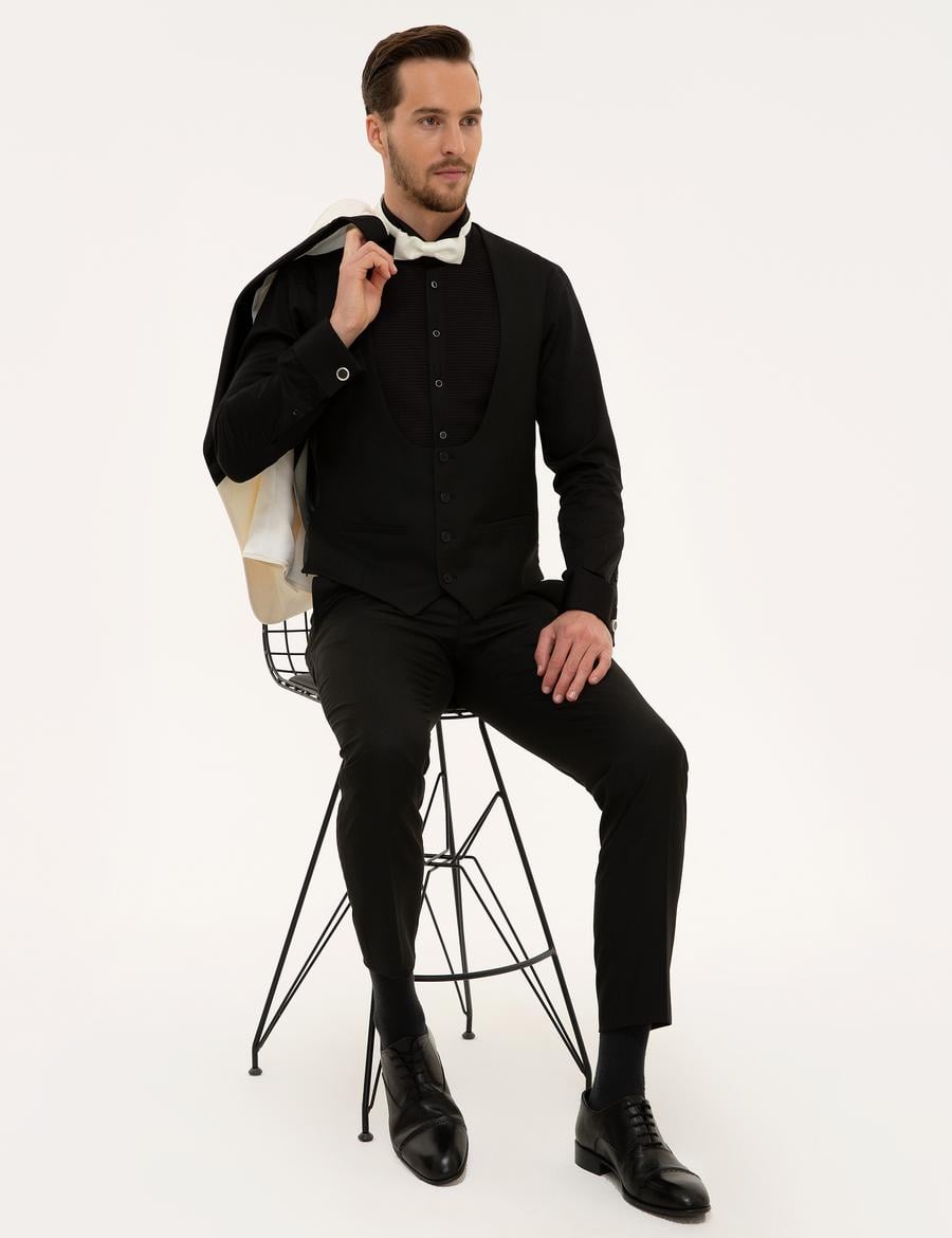 Ekru Yelekli Damatlık Smokin