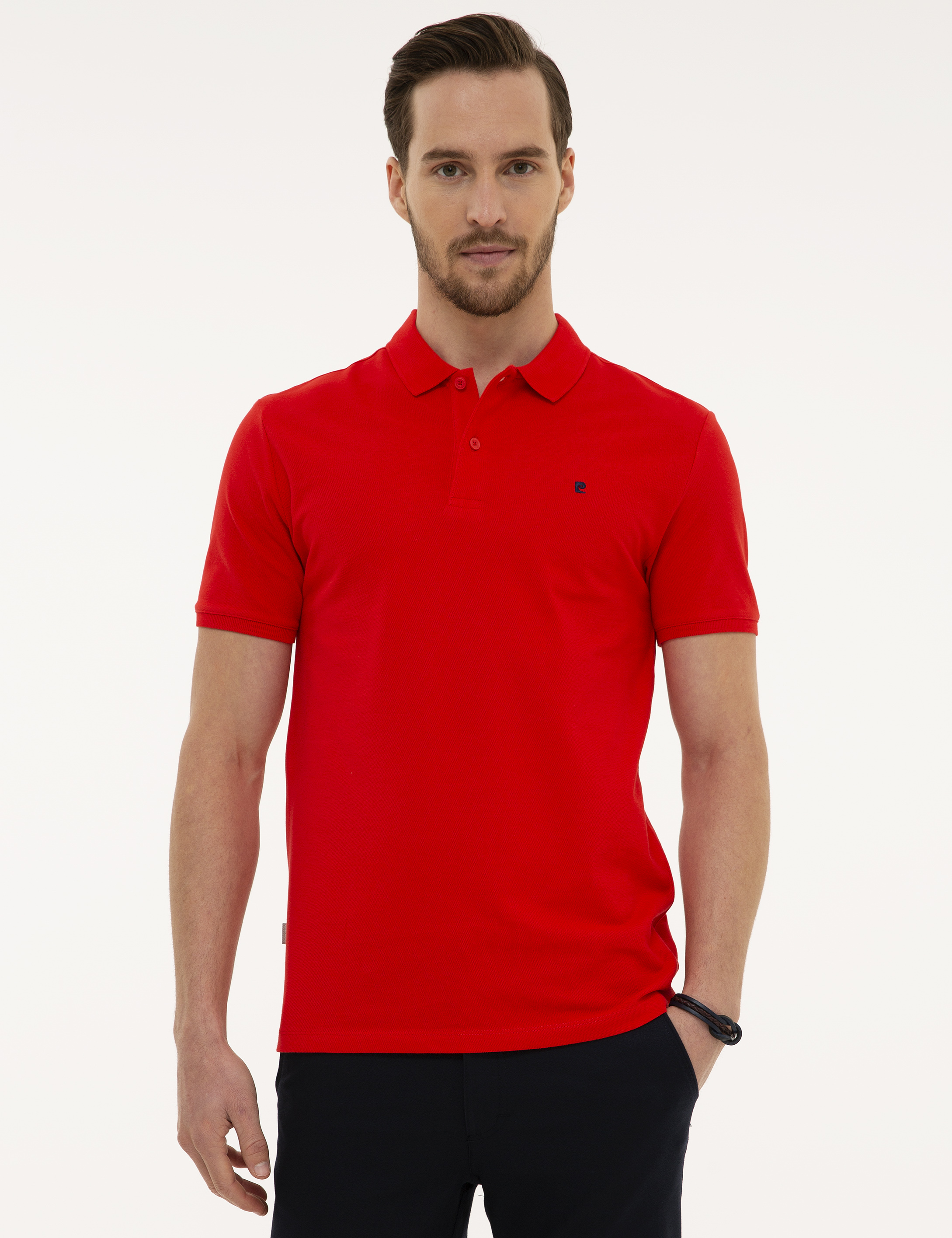 Nar Çiçeği Slim Fit Basic Polo Yaka T-Shirt - Image 2