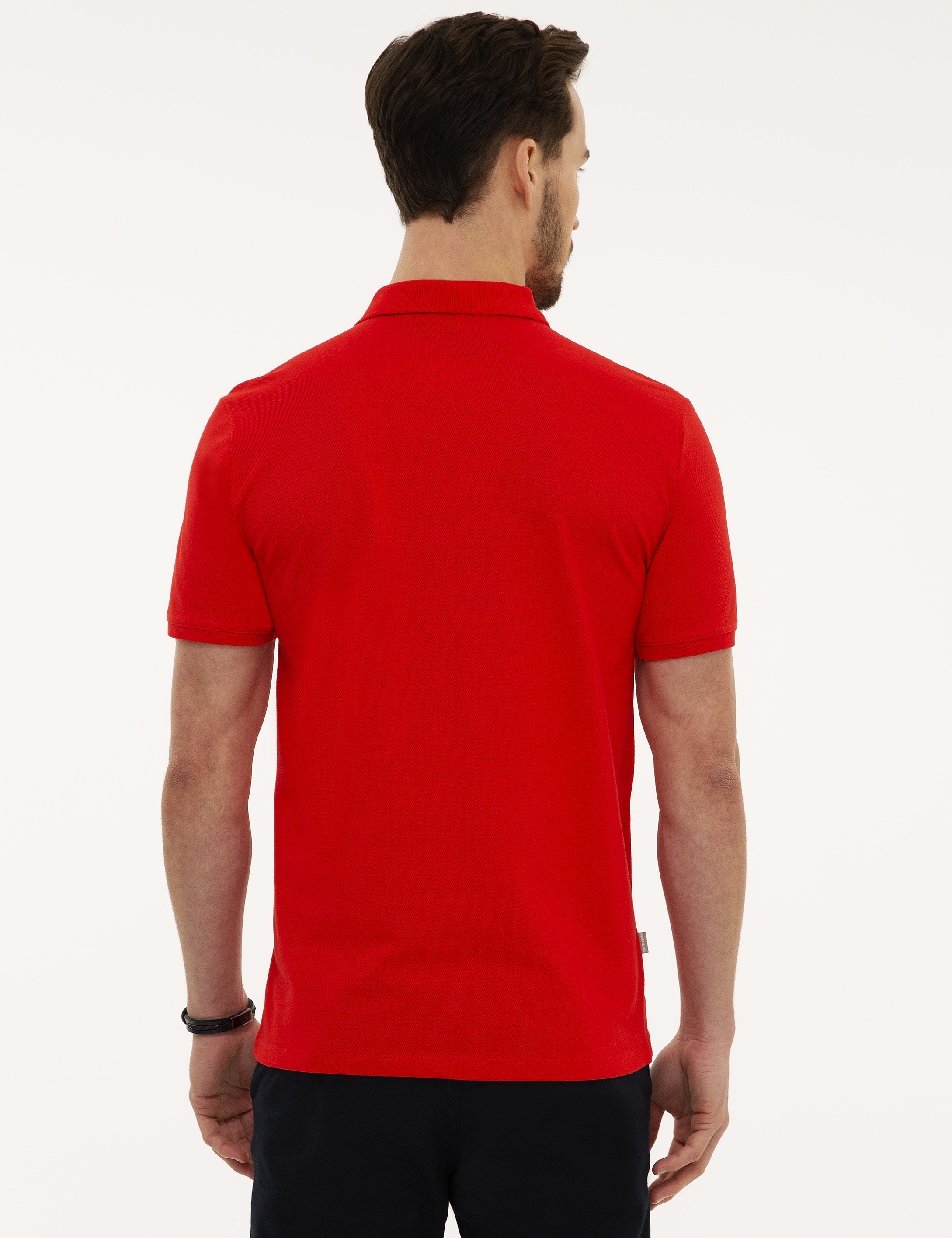 Nar Çiçeği Slim Fit Basic Polo Yaka T-Shirt - Image 3