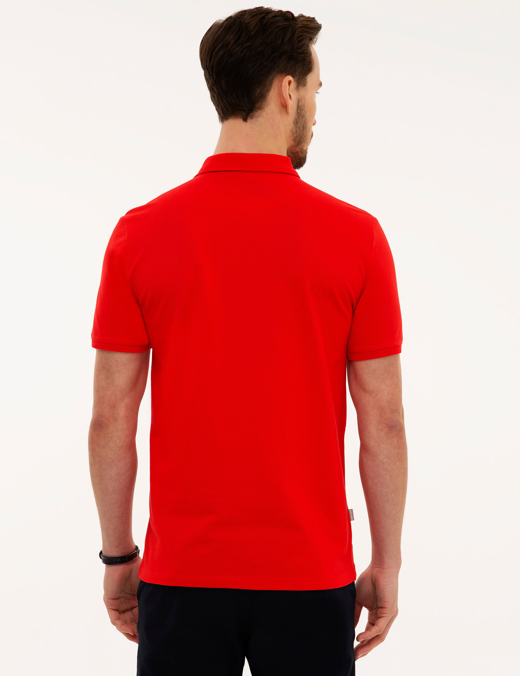 Nar Çiçeği Slim Fit Basic Polo Yaka T-Shirt