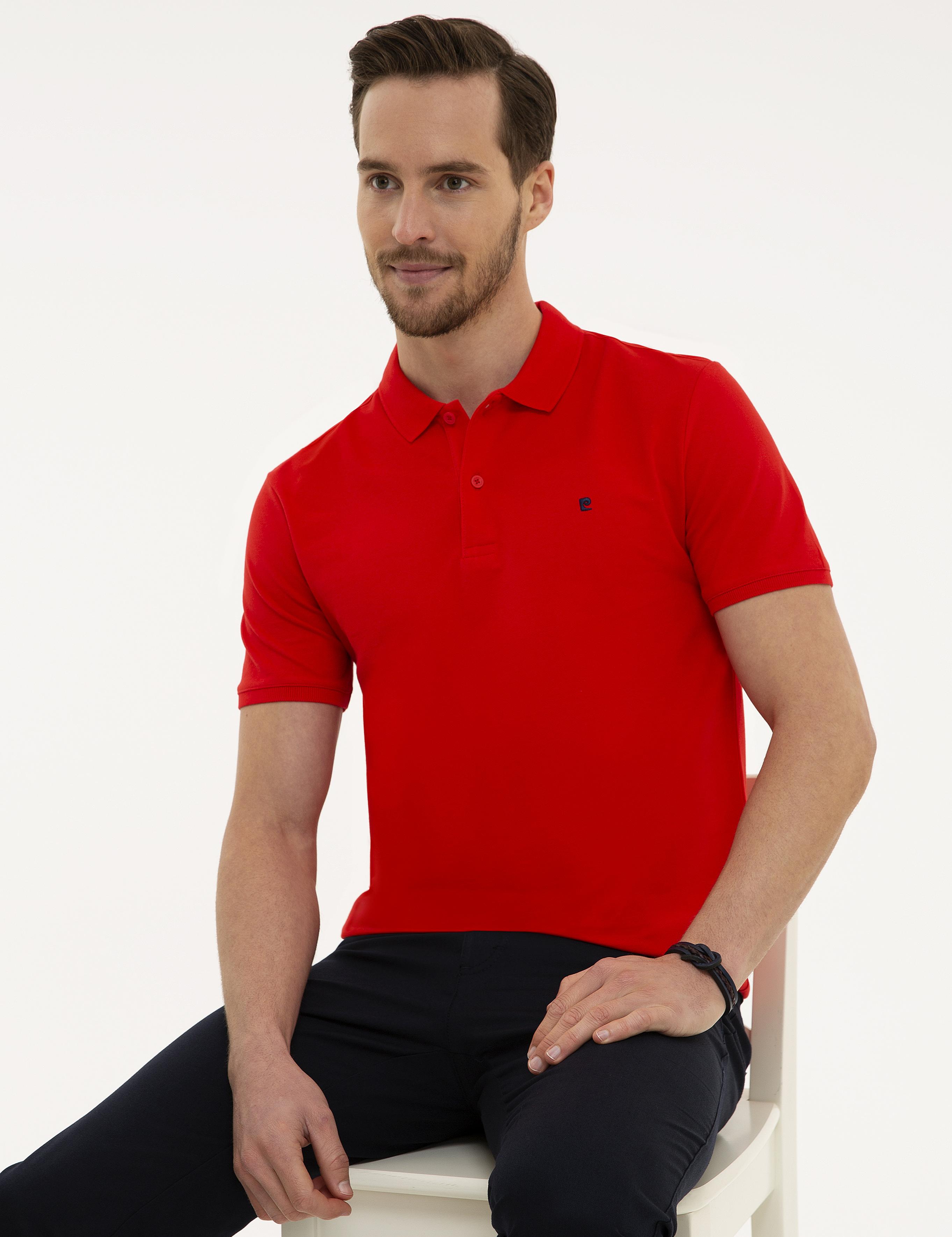 Nar Çiçeği Slim Fit Basic Polo Yaka T-Shirt