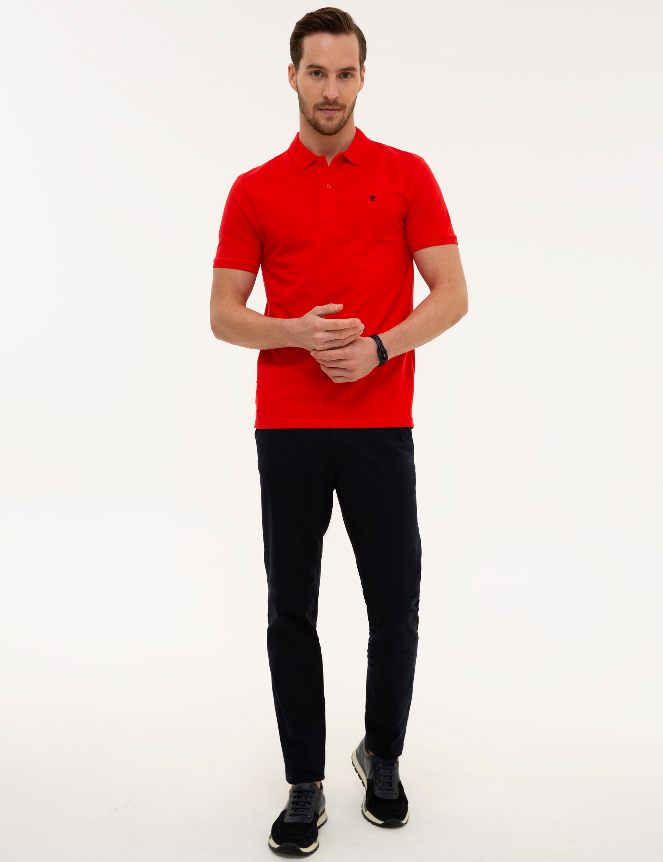 Nar Çiçeği Slim Fit Basic Polo Yaka T-Shirt