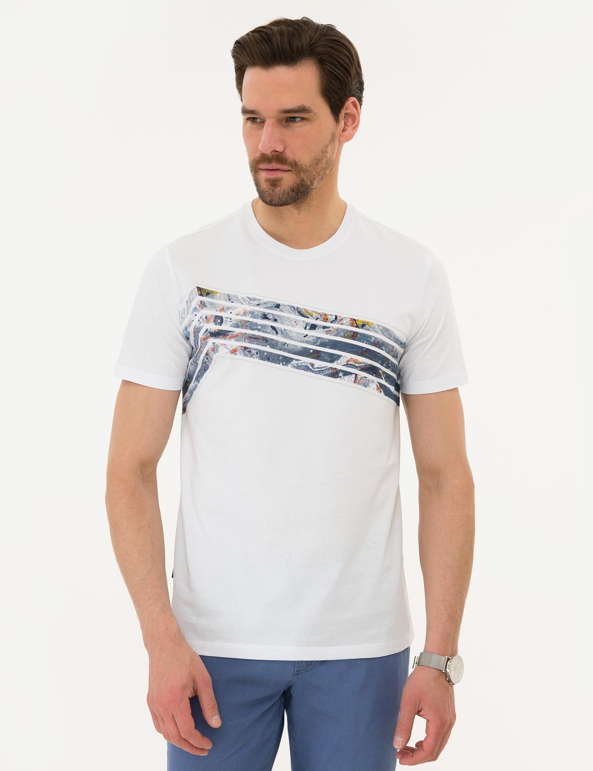 Beyaz Slim Fit Bisiklet Yaka T-Shirt - 50226338007