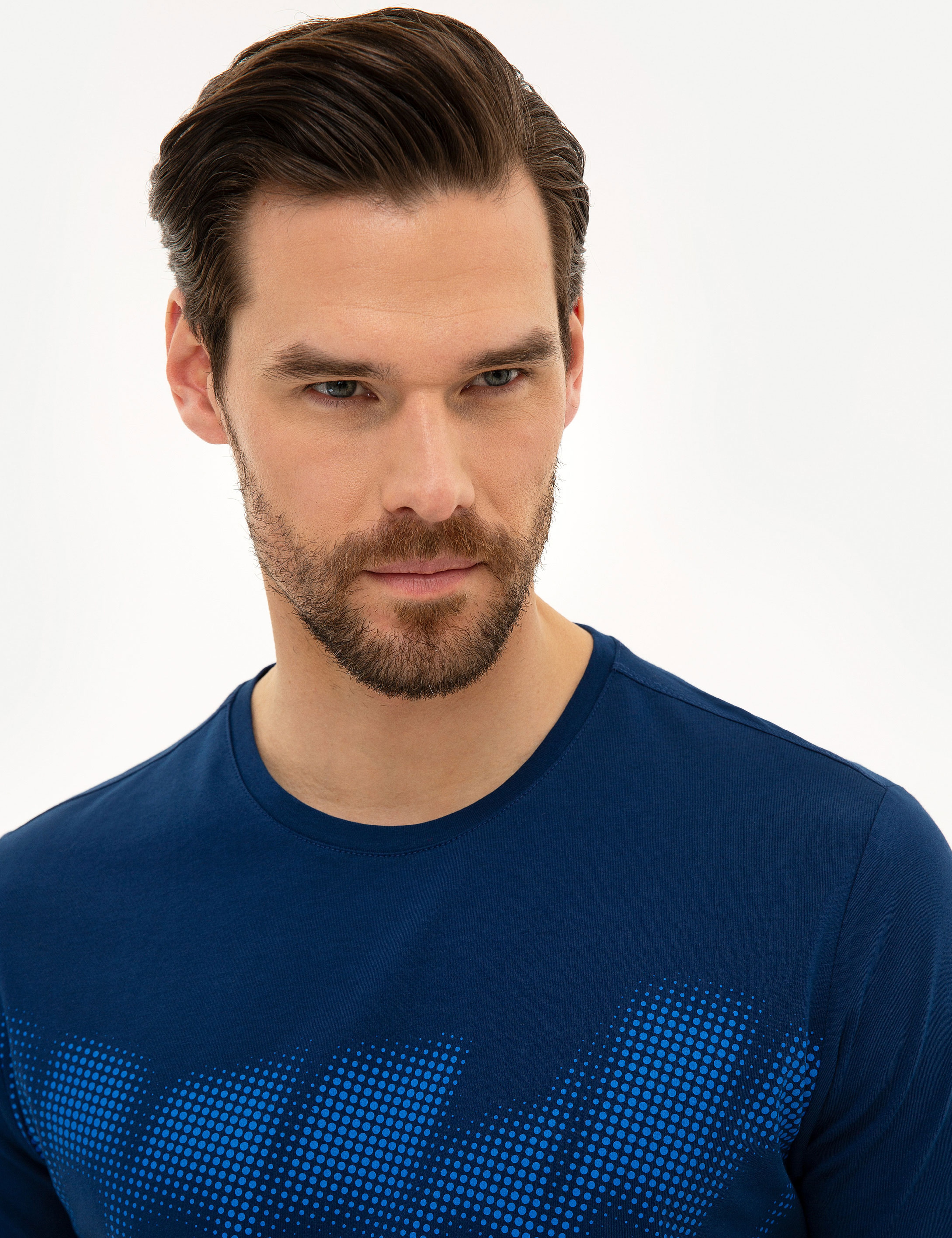 Lacivert Slim Fit Bisiklet Yaka Tişört - Image 2