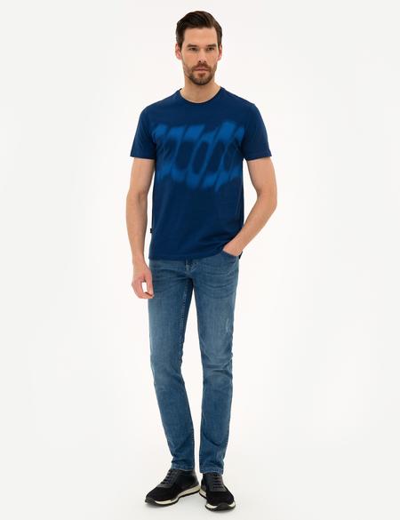 Lacivert Slim Fit Bisiklet Yaka T-Shirt - 50226354004