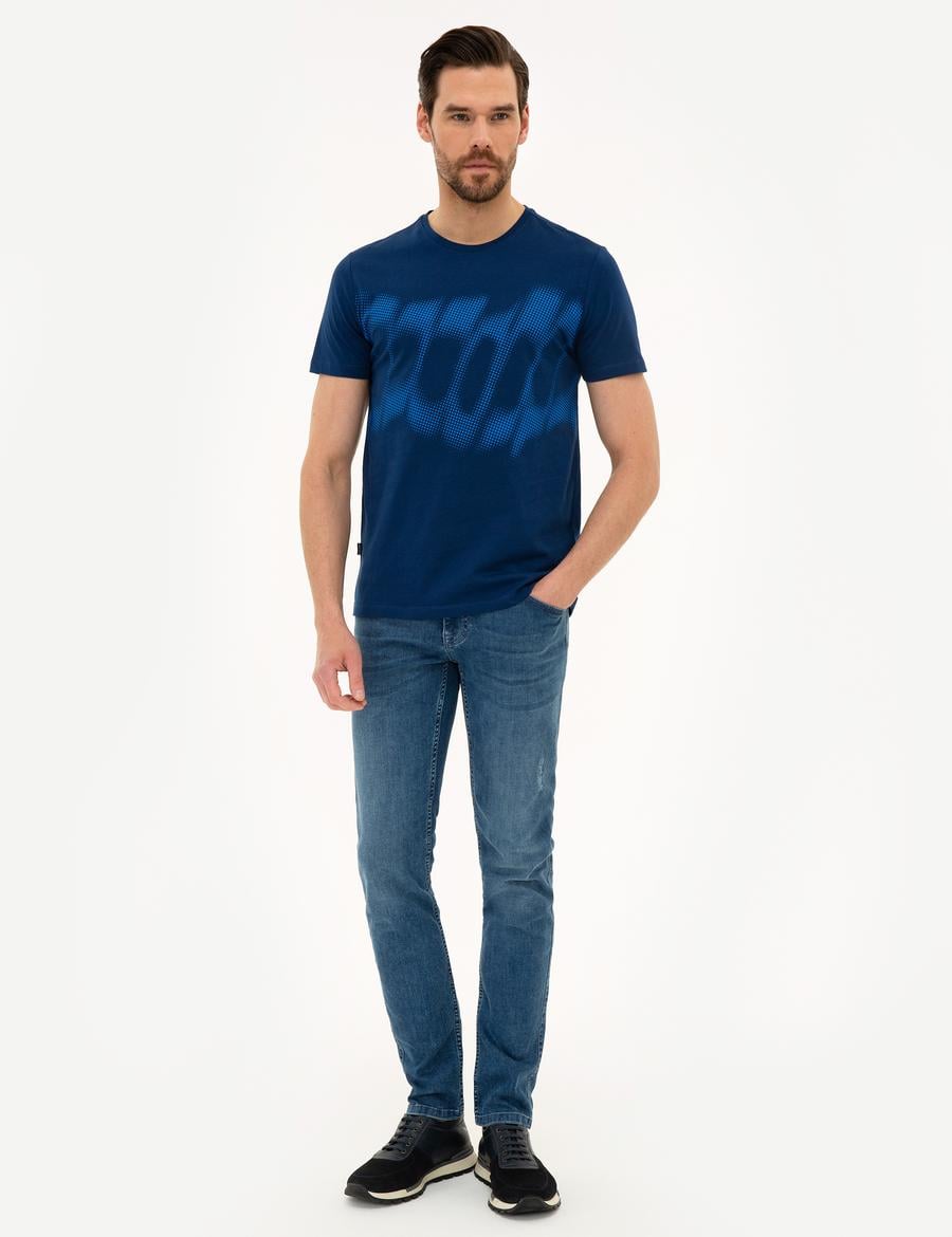 Lacivert Slim Fit Bisiklet Yaka T-Shirt