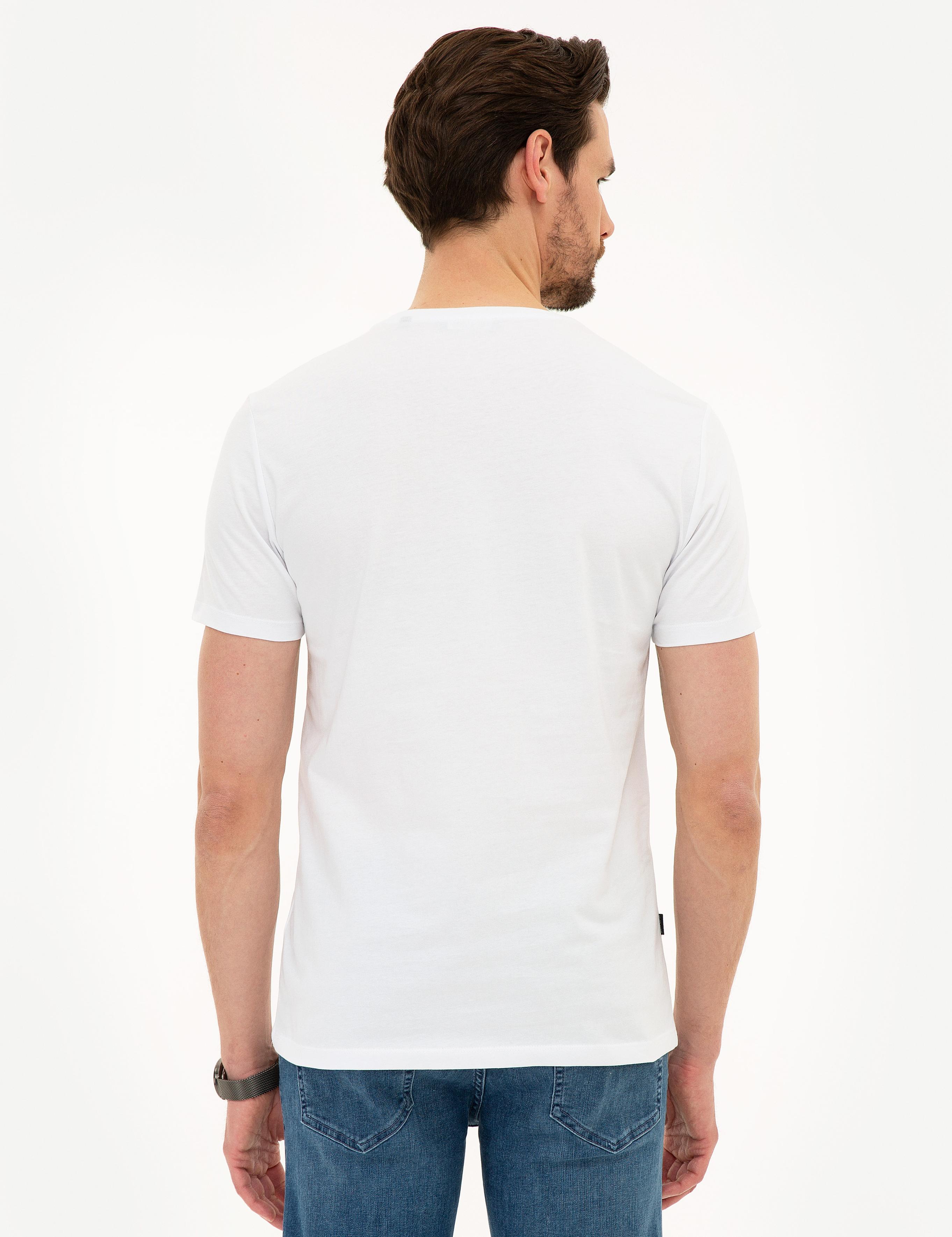 Beyaz Slim Fit Bisiklet Yaka T-Shirt