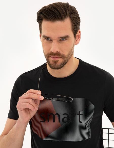 Siyah Slim Fit Bisiklet Yaka T-Shirt - 50226356019