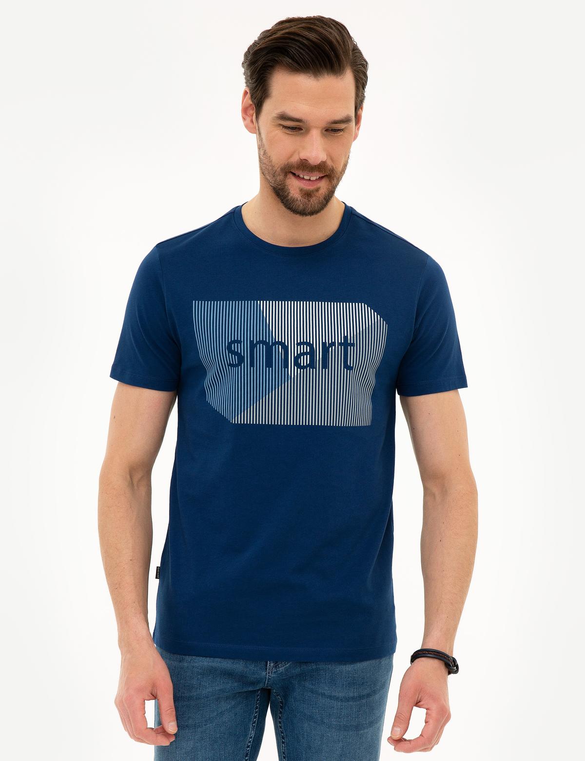 Mavi Slim Fit Bisiklet Yaka T-Shirt