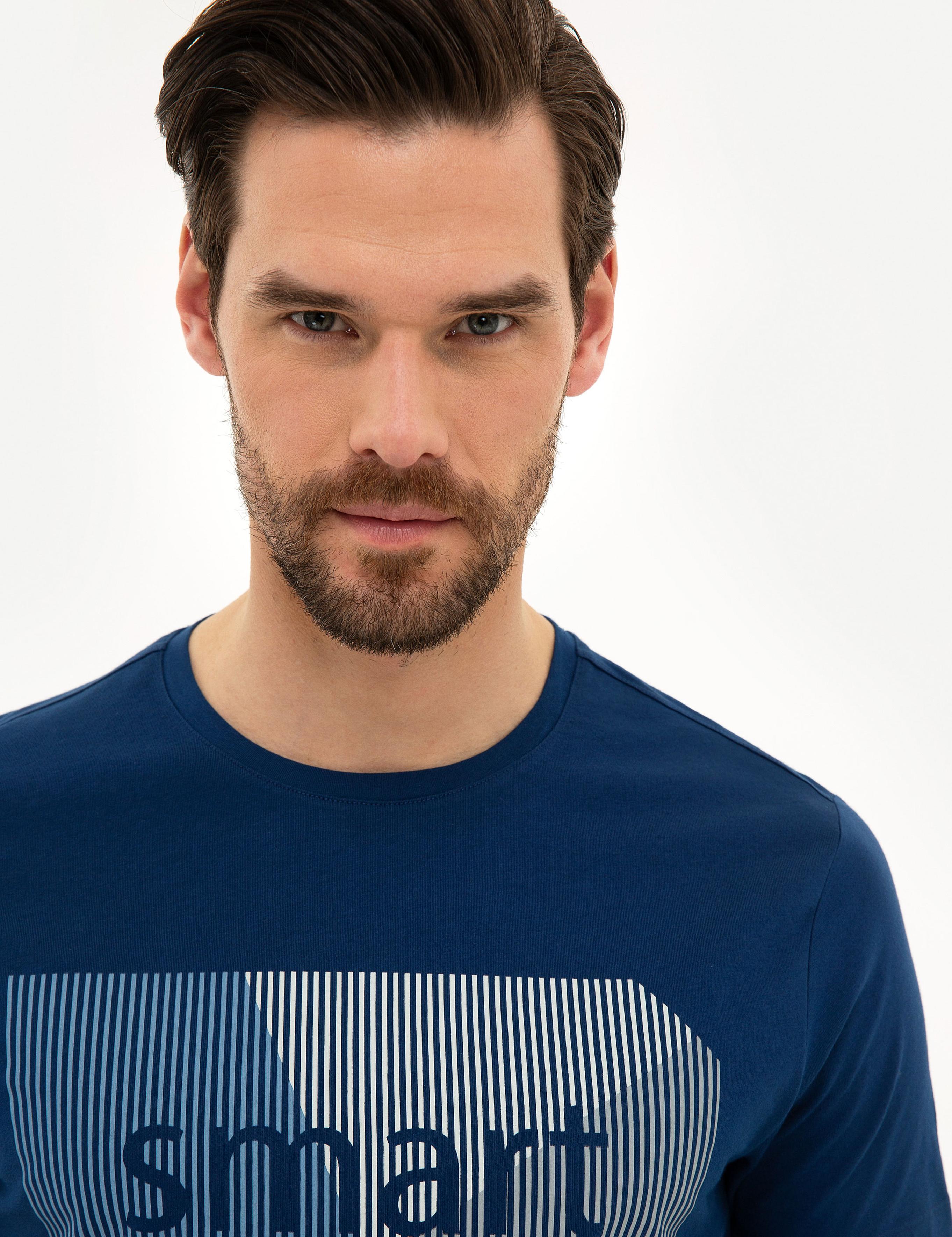 Mavi Slim Fit Bisiklet Yaka T-Shirt