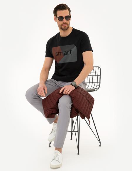 Siyah Slim Fit Bisiklet Yaka T-Shirt - 50226356019