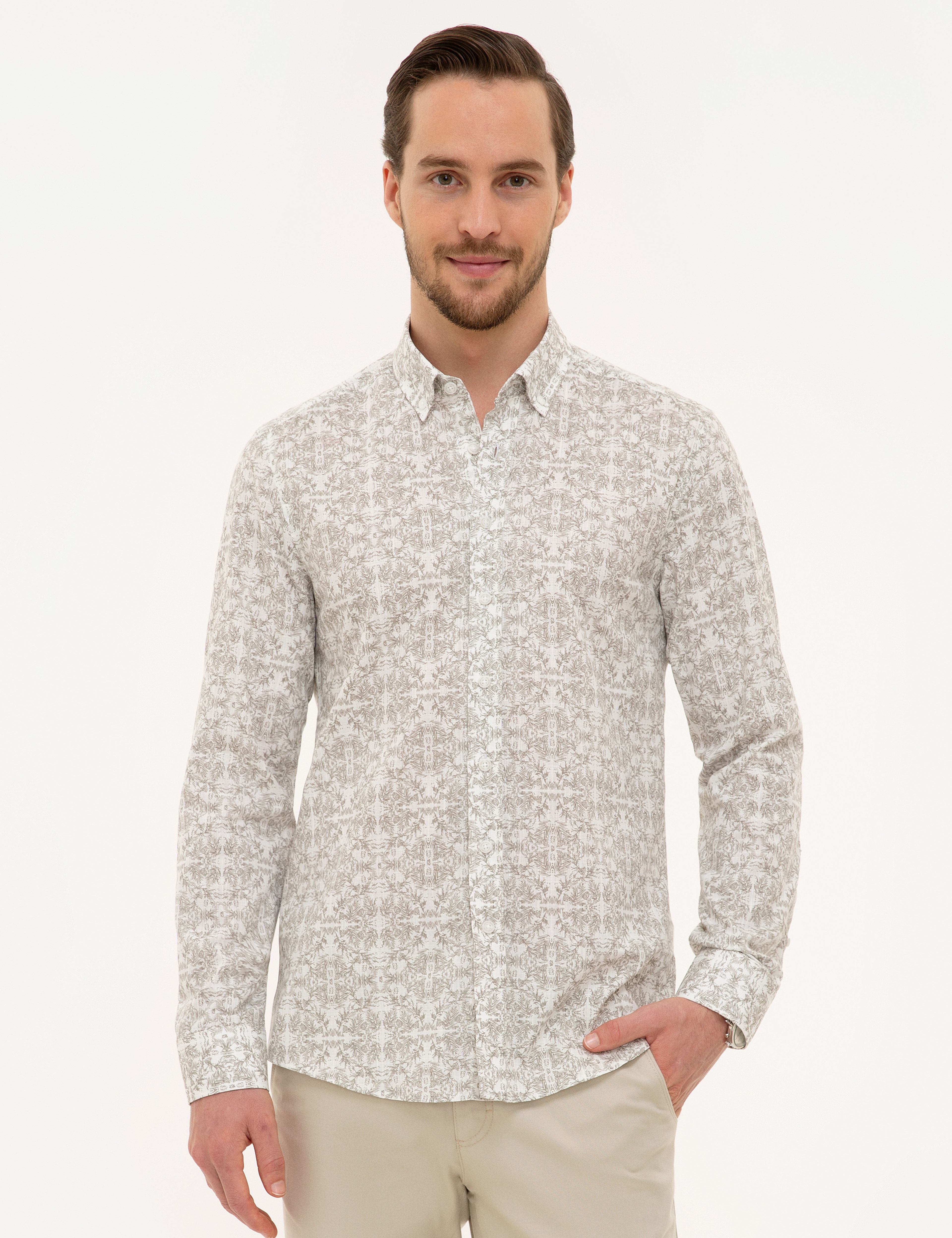 Koyu Gri Slim Fit Gömlek - Image 2