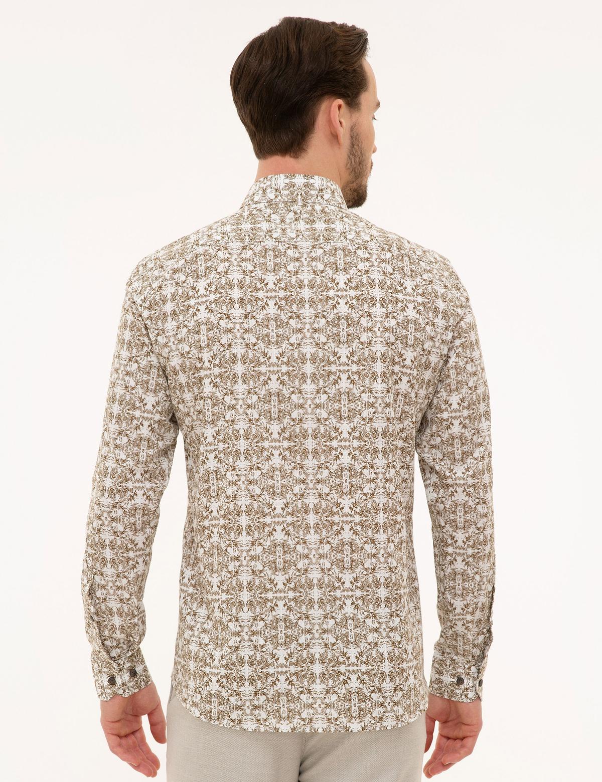 Kahverengi Slim Fit Uzun Kollu Gömlek - 50221431013