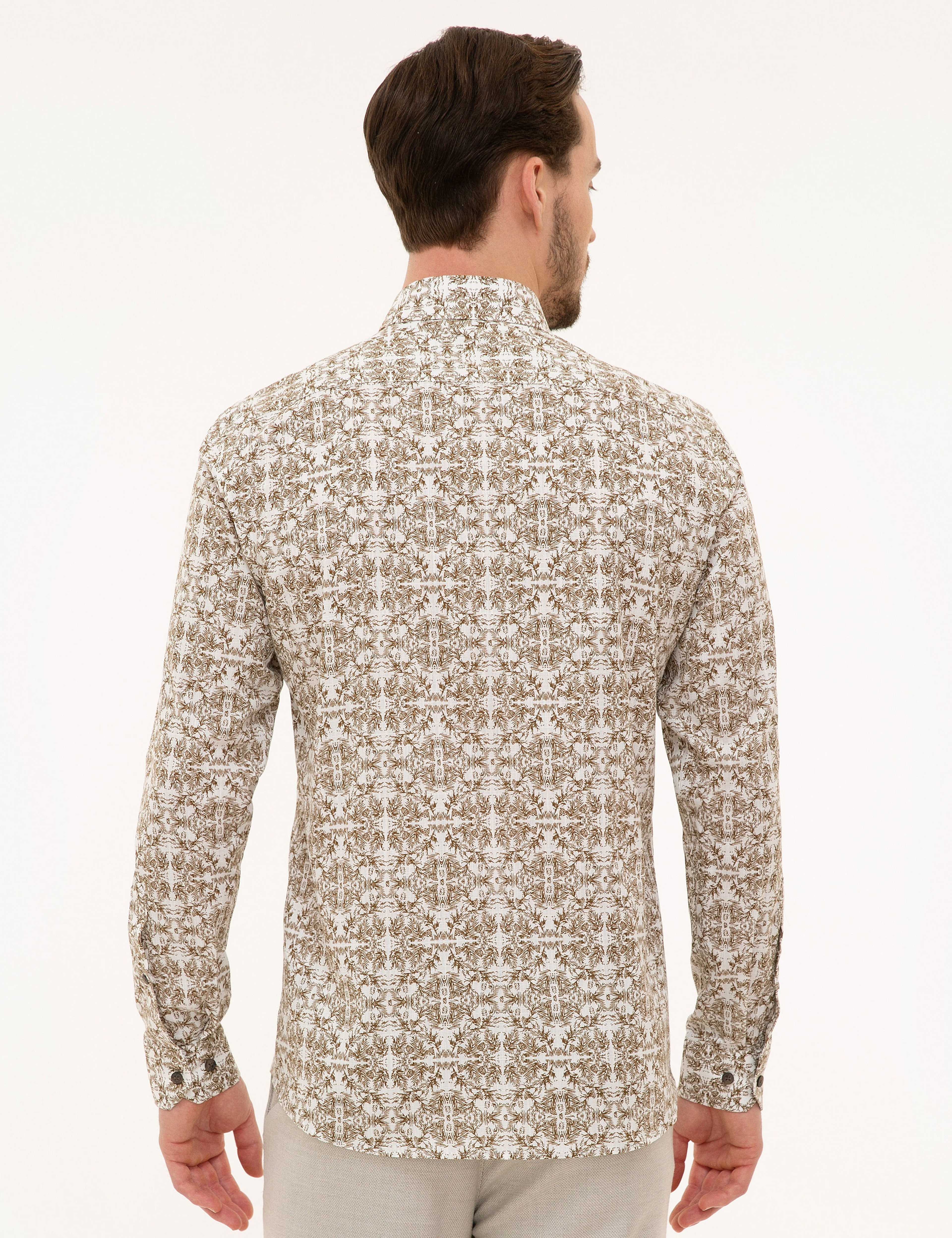 Kahverengi Slim Fit Uzun Kollu Gömlek - Image 3