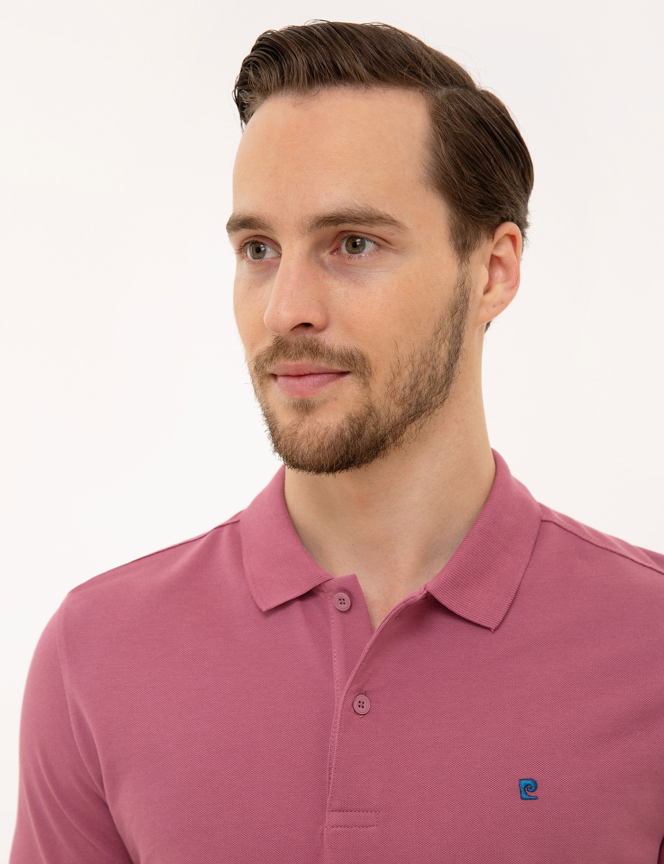 Gül Kurusu Slim Fit Basic Polo Yaka T-Shirt - Image 3