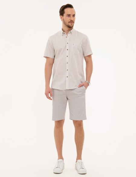 Bej Regular Fit Kısa Kollu Gömlek - 50227445034