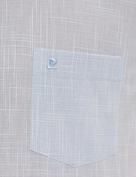 Açık Mavi Regular Fit Keten Görünümlü Kısa Kollu Gömlek - 50227445009