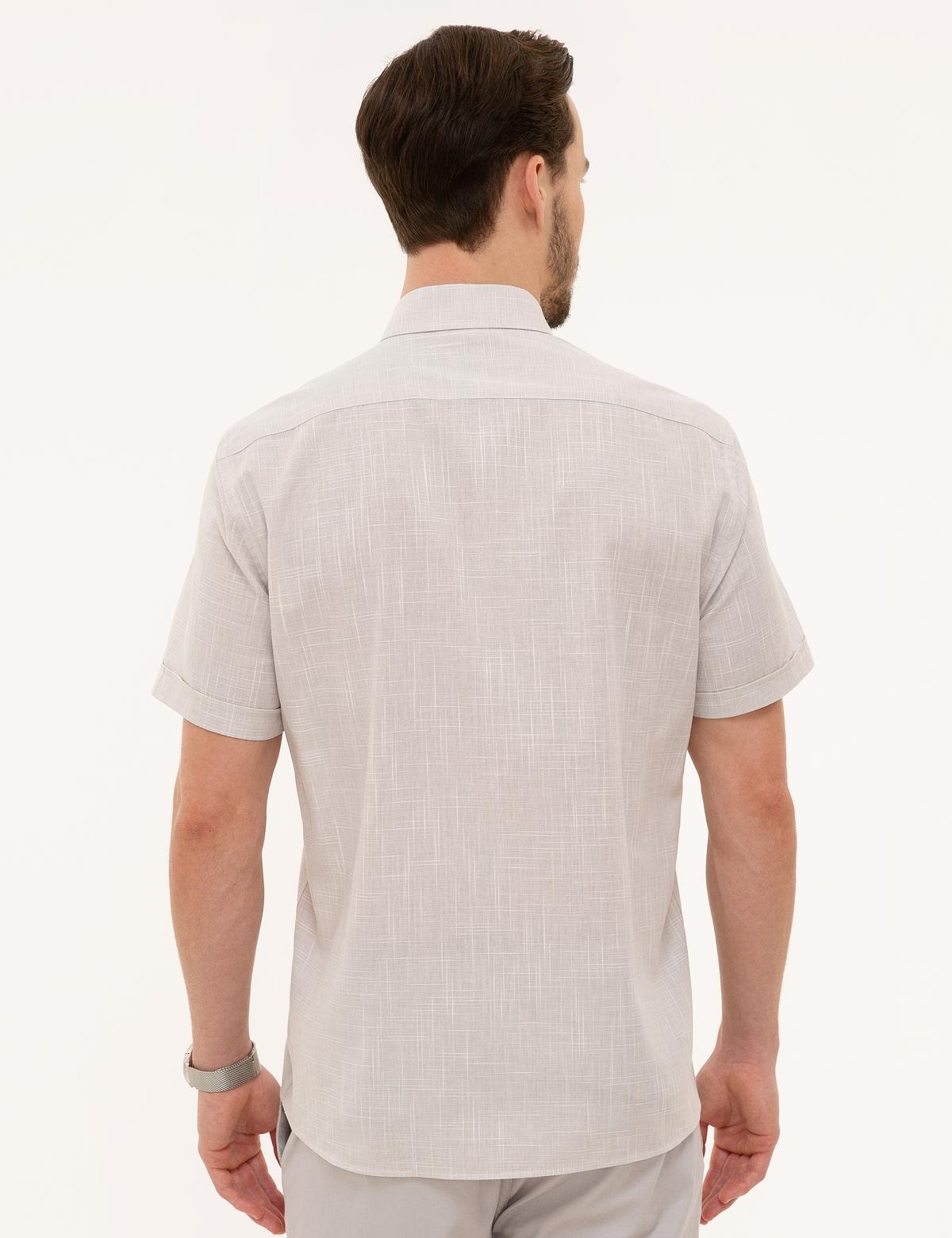 Bej Regular Fit Kısa Kollu Gömlek - 50227445034