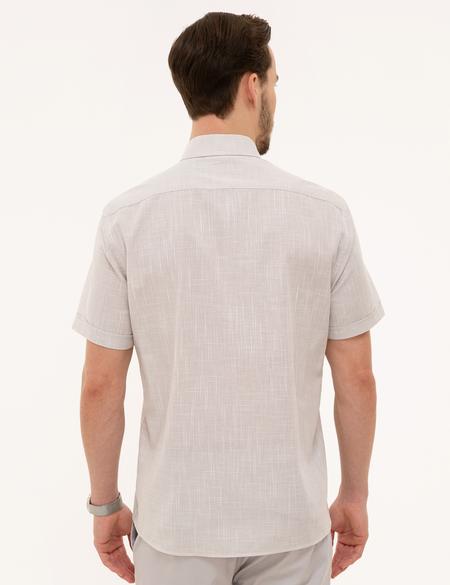 Bej Regular Fit Kısa Kollu Gömlek - 50227445034
