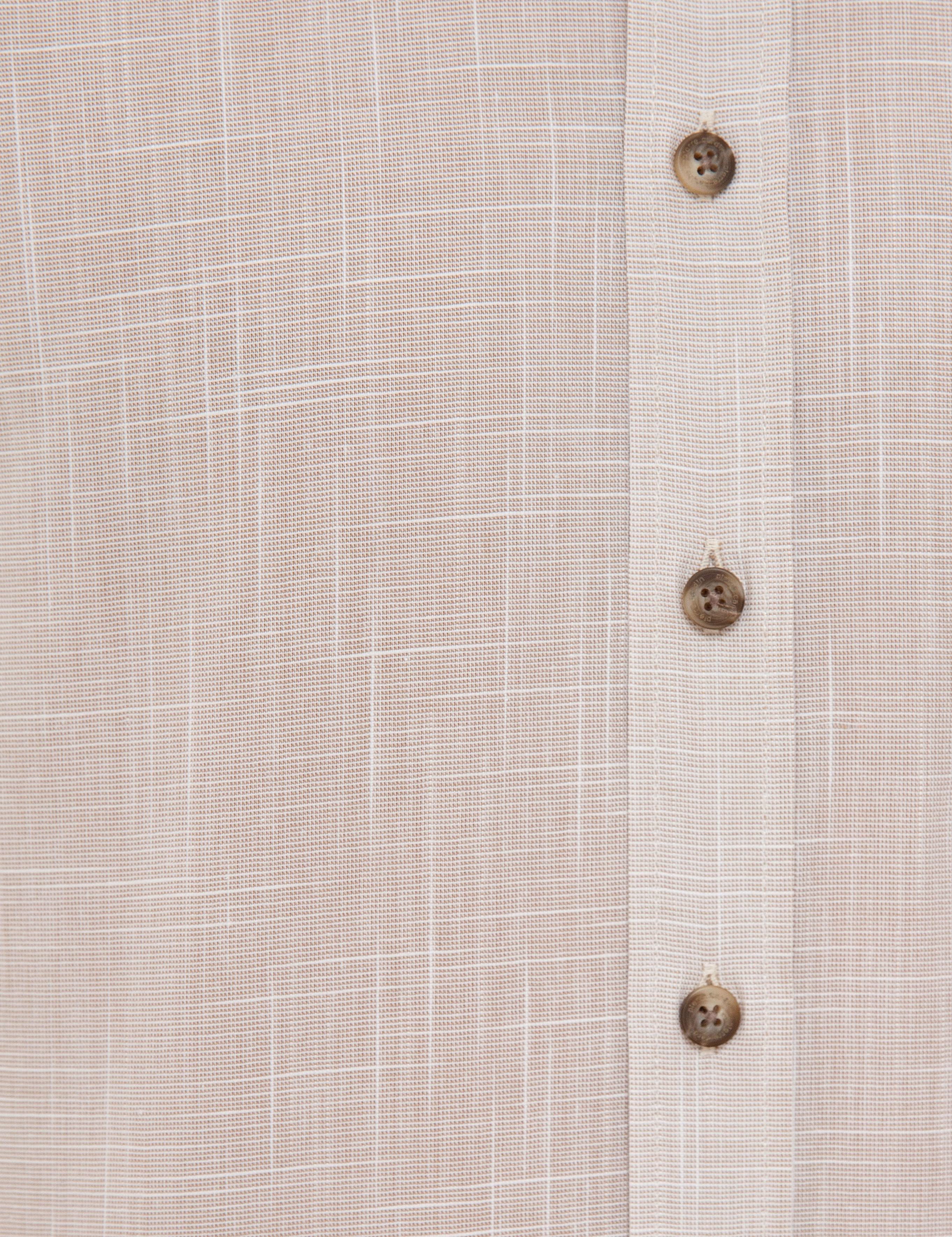 Bej Regular Fit Kısa Kollu Gömlek