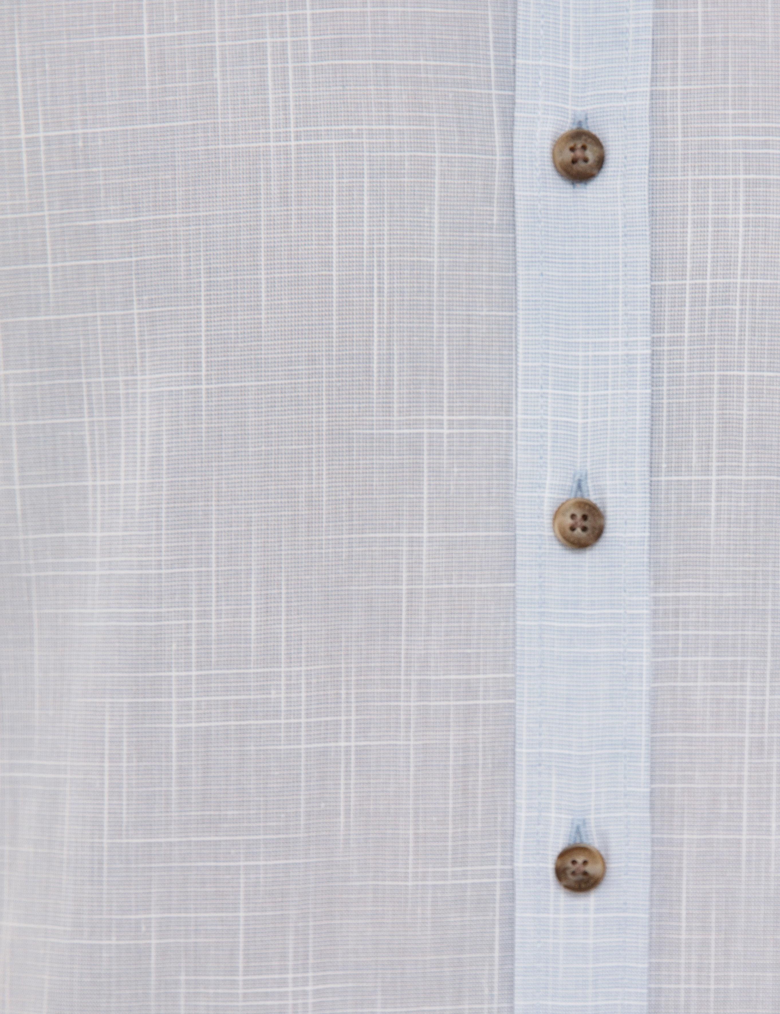 Açık Mavi Regular Fit Keten Görünümlü Kısa Kollu Gömlek